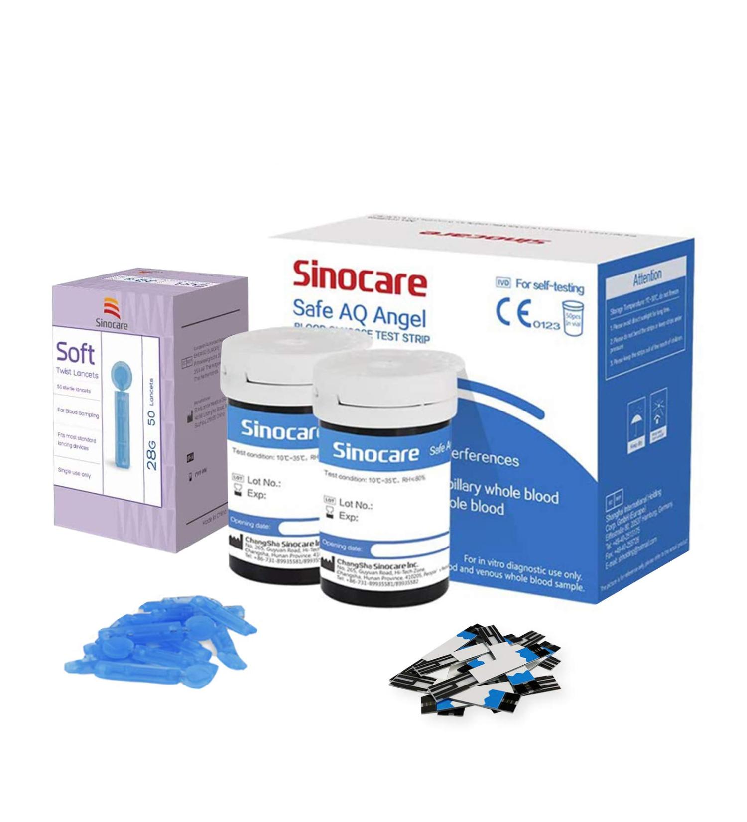 sinocare Diabete Blood Glucose Test Strips x 50 & Diabetes Lancets x 50 Safe AQ Angel Blood Sugar Test Strips for Safe AQ Angel Only Test strips & Lancets * 50 - Buy Online on GoSupps.com