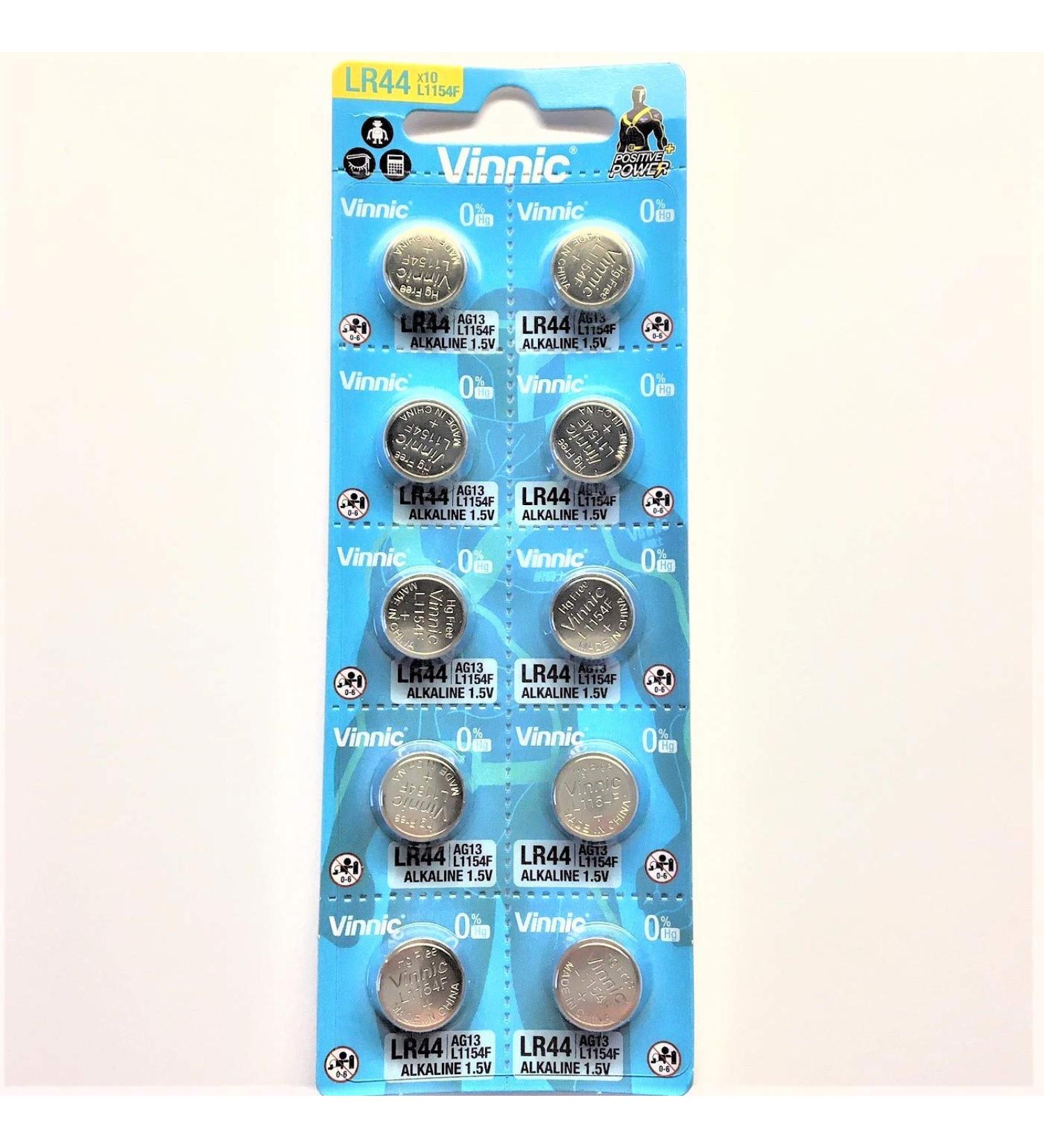 10 x Vinnic Size LR44 V357 357 AG13 L1154 Alkaline Watch Battery