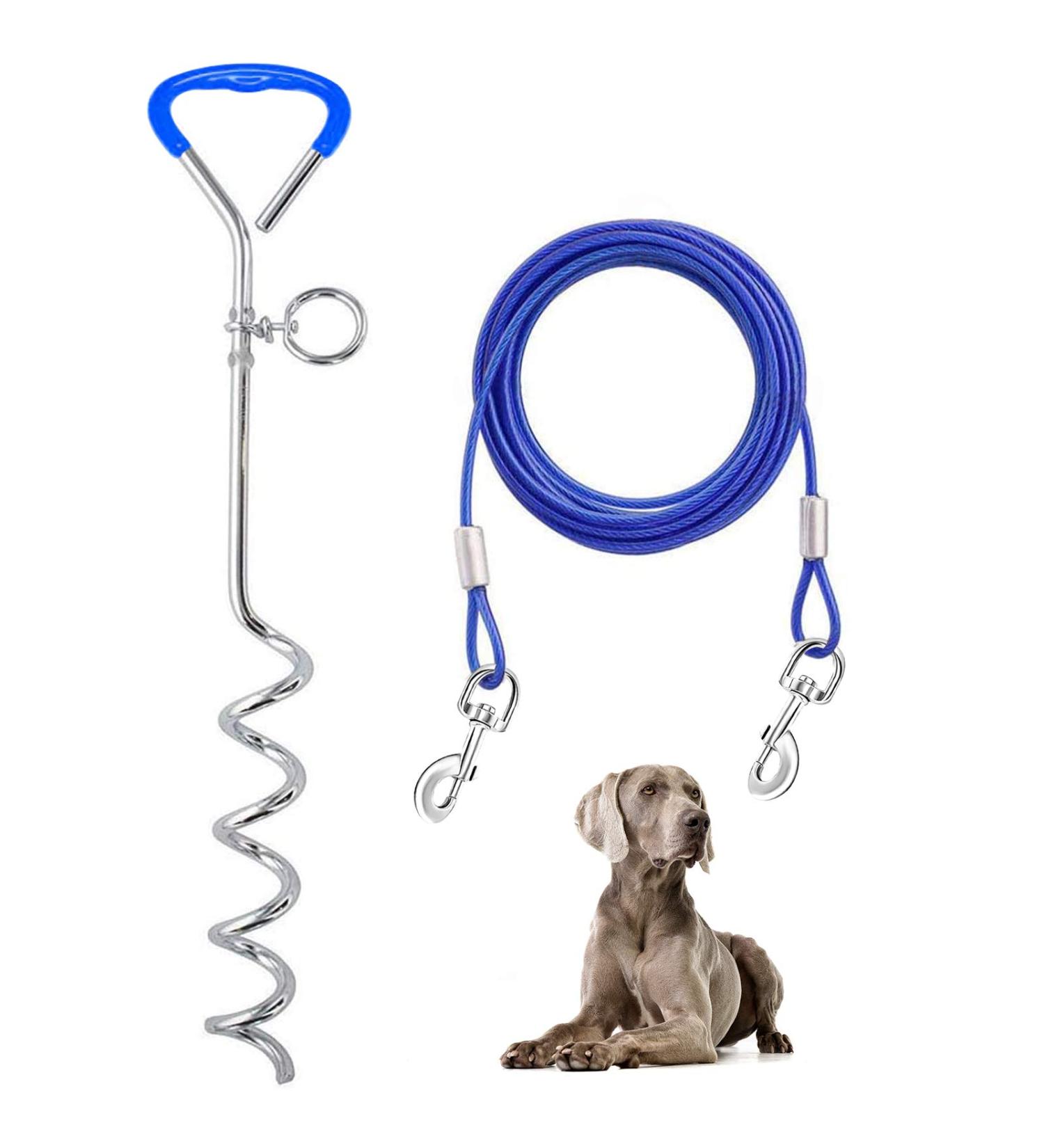Super Floor Anchor Dog Leash Earth Anchors & Skewers for Large Dogs | 3m Blue | Ideal for Dog Beach - Buy Online on GoSupps.com