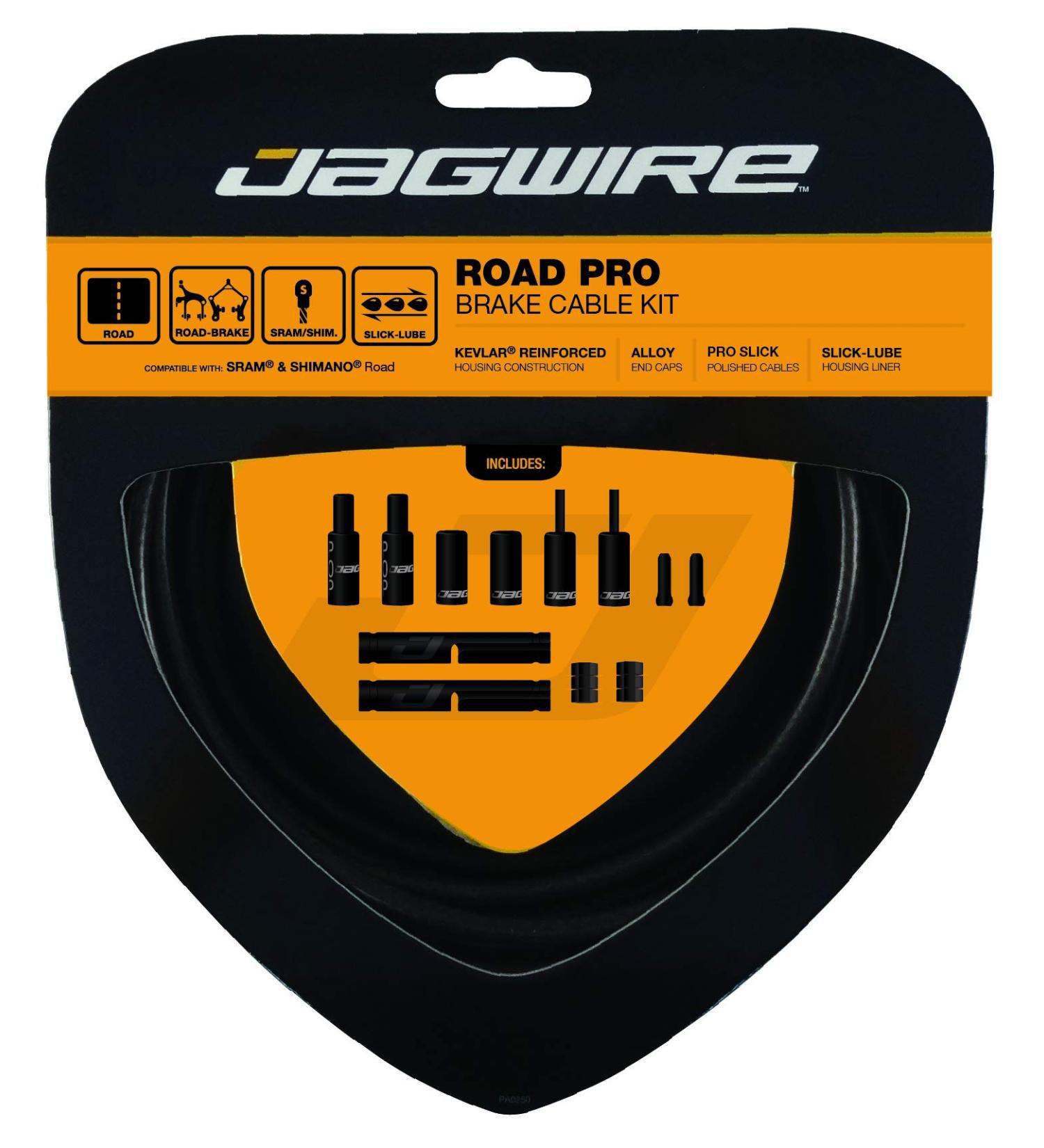 Jagwire Road Pro Brake DIY Cable Kit | Polished Stainless Steel Cables | SRAM/Shimano Compatible | 10 Color Options | Stealth Black - Buy Online on GoSupps.com