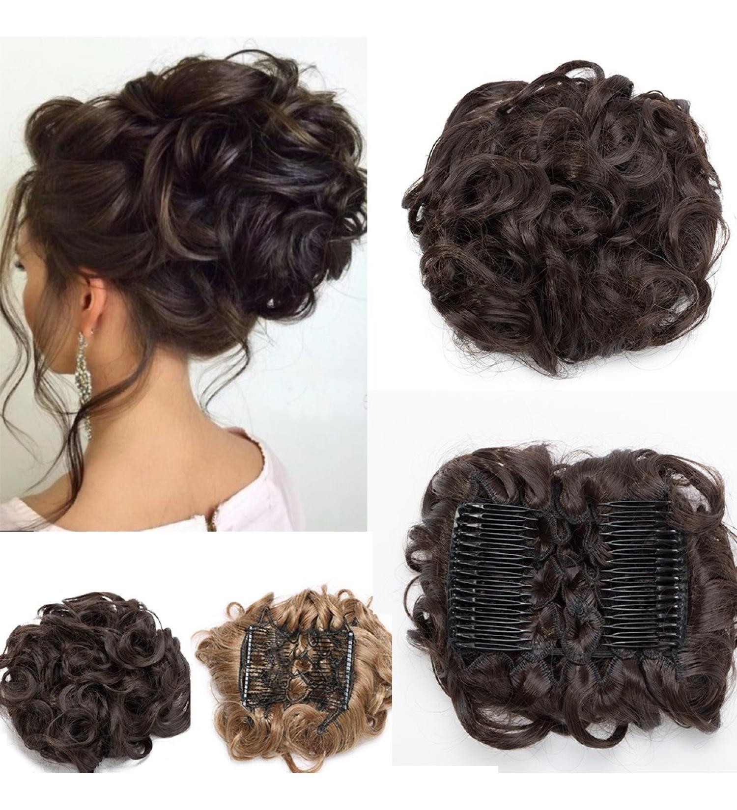 Shop Medium Brown Curly Hairpiece with Clip | Lady Outlet Mall - Stylish Bun & Chignon for Perfect Hairstyles - Buy Online on GoSupps.com