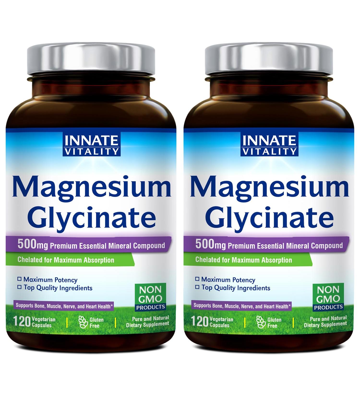 Magnesium Glycinate 500mg | 240 Vegetarian Capsules | Non-GMO & Gluten-Free | Supports Muscle, Nerve & Heart Health | 8-Month Supply - Buy Online on GoSupps.com