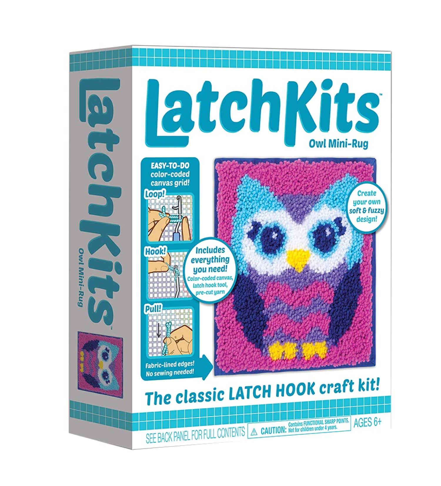 LatchKits Mini-Rug Sewing Kit - Owl Classic Latch Hook Craft Kit - Buy Online on GoSupps.com