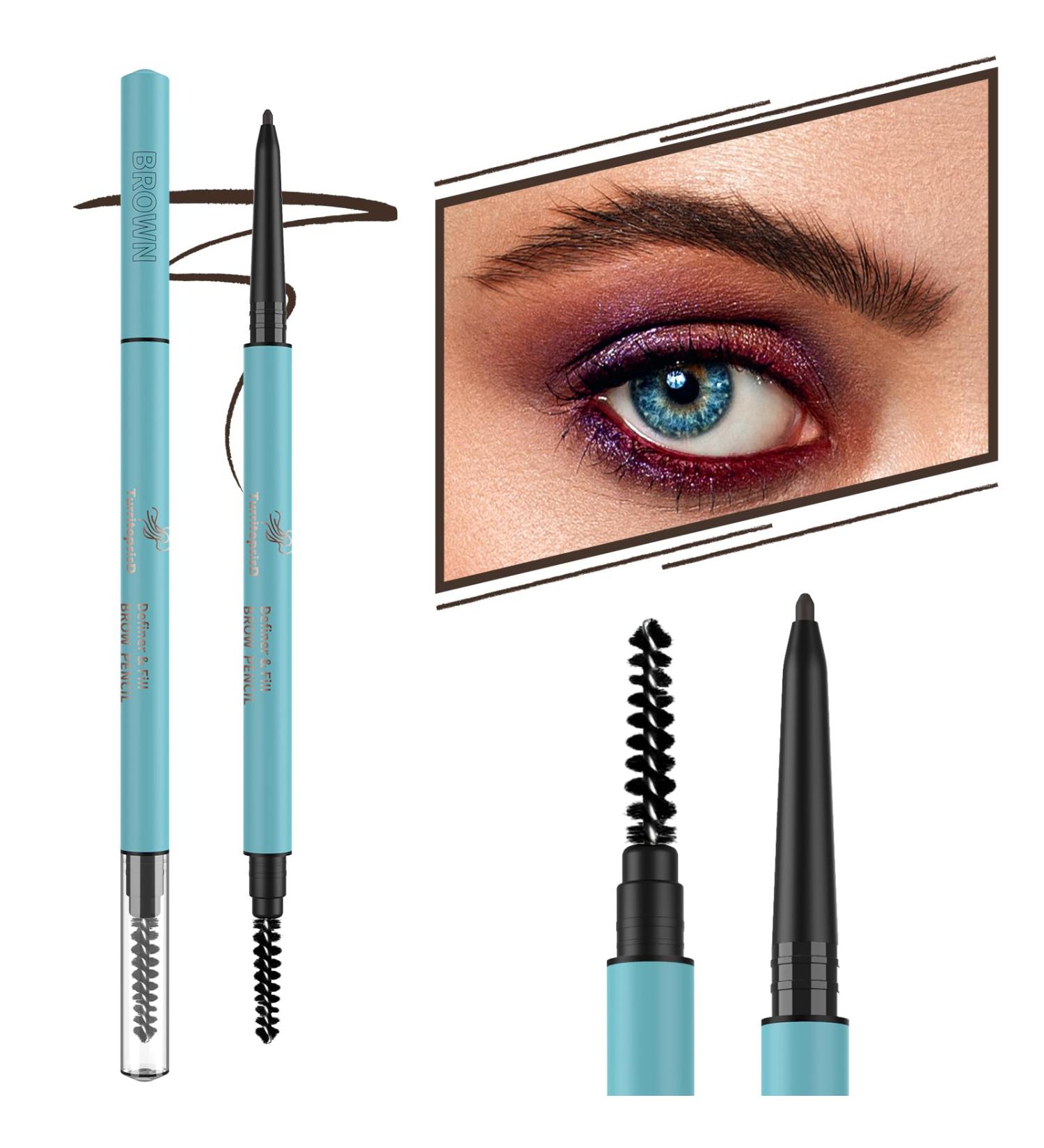 TurritopsisD Eyebrow Pencil Liner 2-Pack Dark Brown | Waterproof Long-Lasting Retractable Eyebrow Makeup with Built-in Brush for Natural Look - Buy Online on GoSupps.com