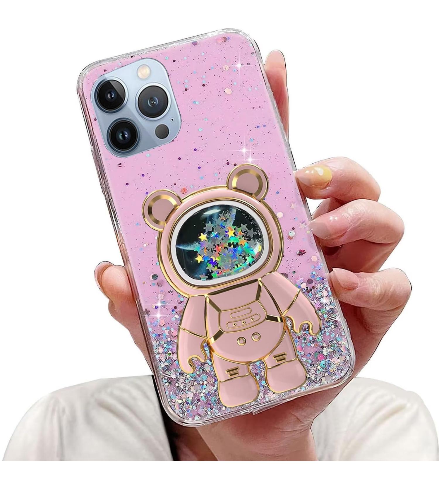 Tivenfezk Nadoli iPhone 15 Pro Max Case - Glitter Astronaut Shell | Soft Silicone Hidden Stander & Caricature Bling Mobile Phone Cover - Buy Online on GoSupps.com
