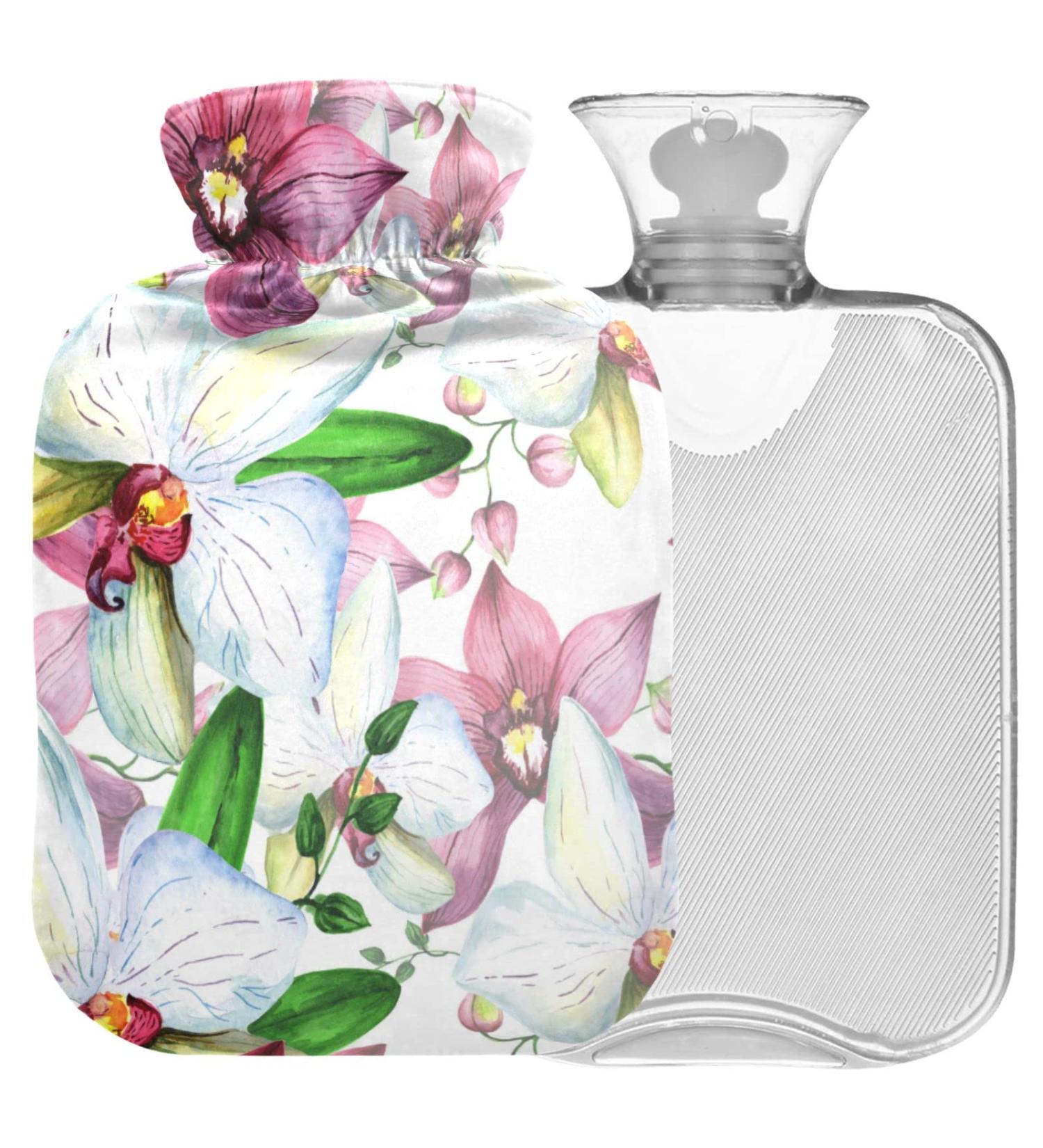 Naanle Tropical Flower Hawaii 2L Hot Water Bottle - Transparent Large Ideal for Bed Hand & Foot Pain Relief Heat & Cold Therapy - Buy Online on GoSupps.com