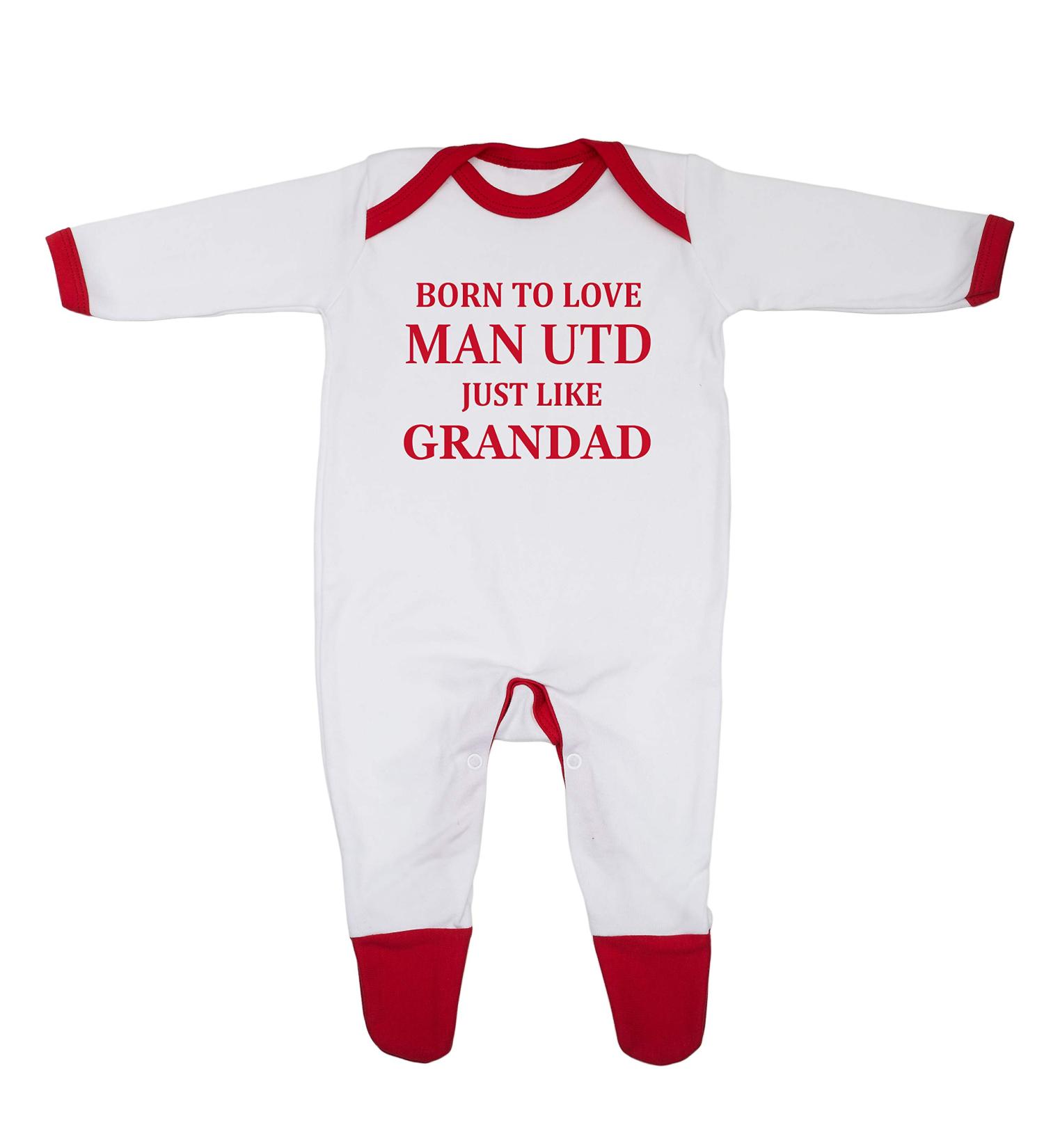 Manchester United Inspired Baby Sleepsuit | 6-9 Months | UK Designed & Printed | 100% Cotton - Buy Online on GoSupps.com