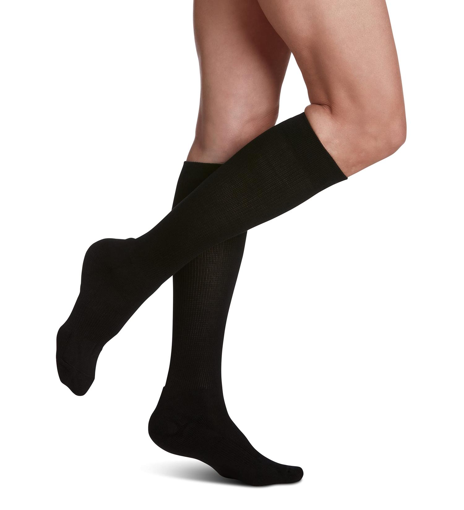 Sigvaris Motion Cushioned Cotton 360 Closed Toe Calf-High Compression Socks 20-30mmHg - Women's Medium, Black - Buy Online on GoSupps.com