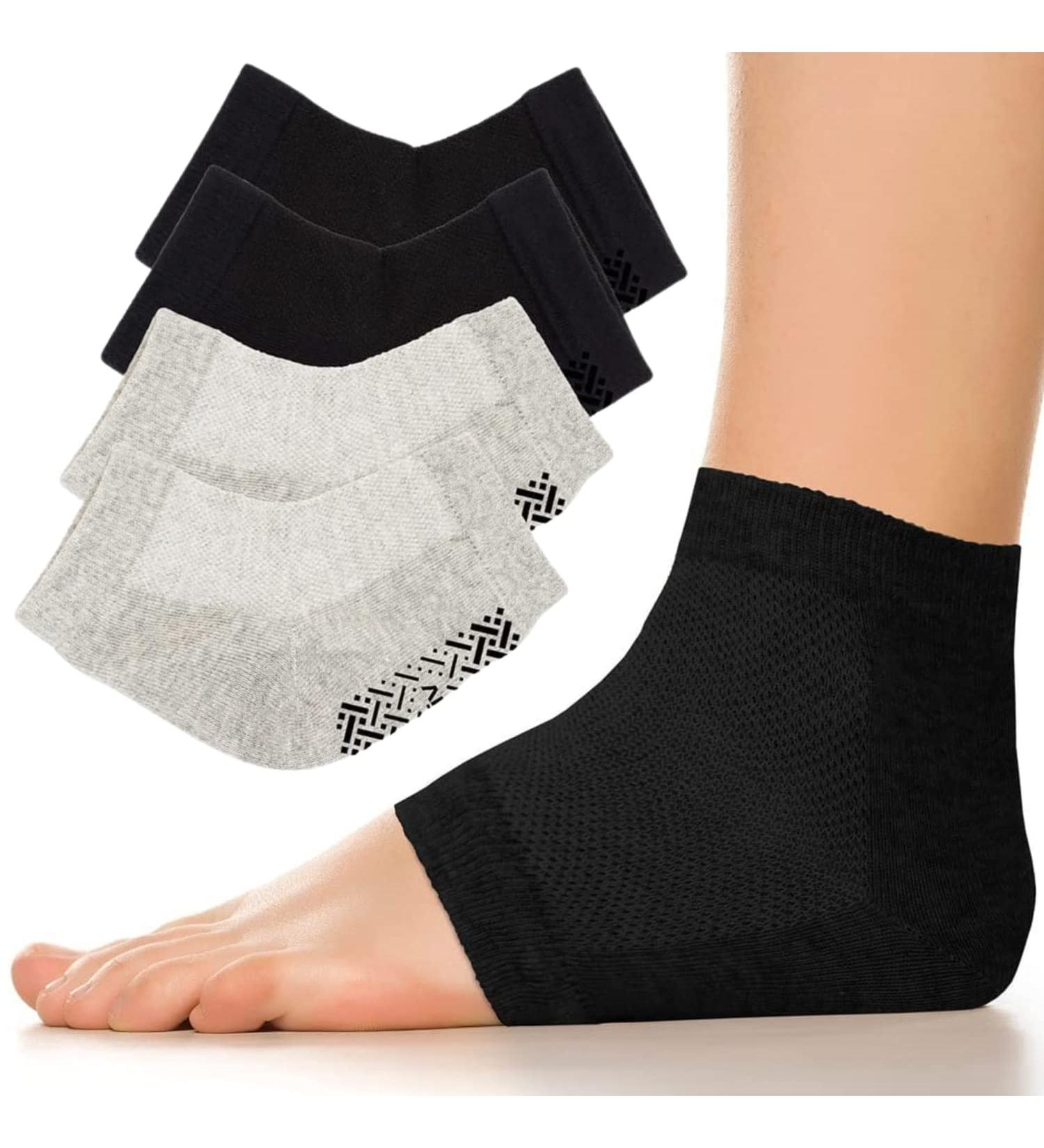 Vive Gel Heel Socks (2 Pair) - Moisturizing Treatment for Dry Cracked Feet - Repair Cracks & Dryness - Lotion Infused Spa Socks for Soft Heels - Men/Women - Toeless Overnight (Large) - Buy Online on GoSupps.com