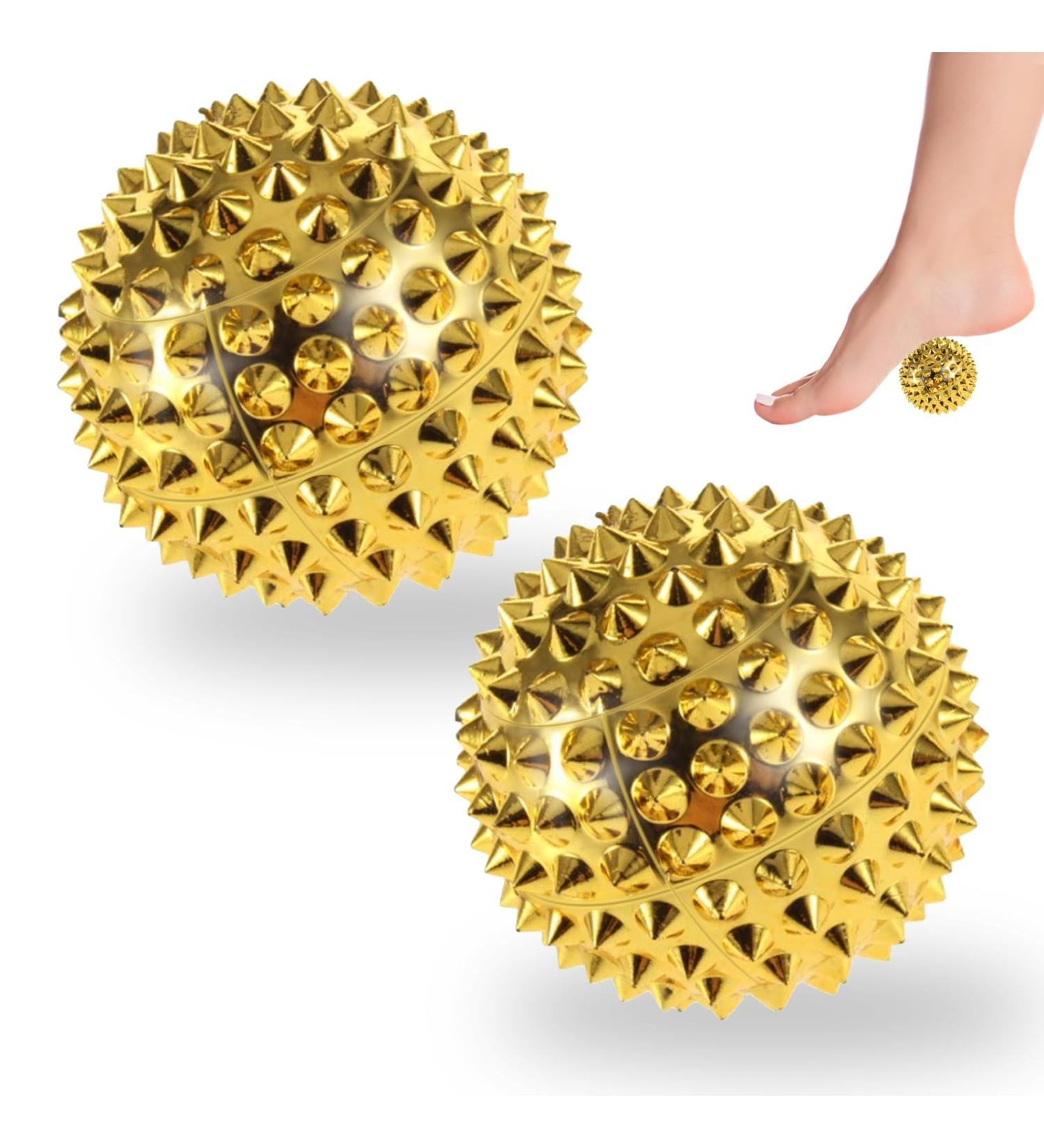 Buy Hedgehog Massage Balls - Magnetic Acupressure for Back Legs Feet & Hands - 2 Pieces Golden - Buy Online on GoSupps.com