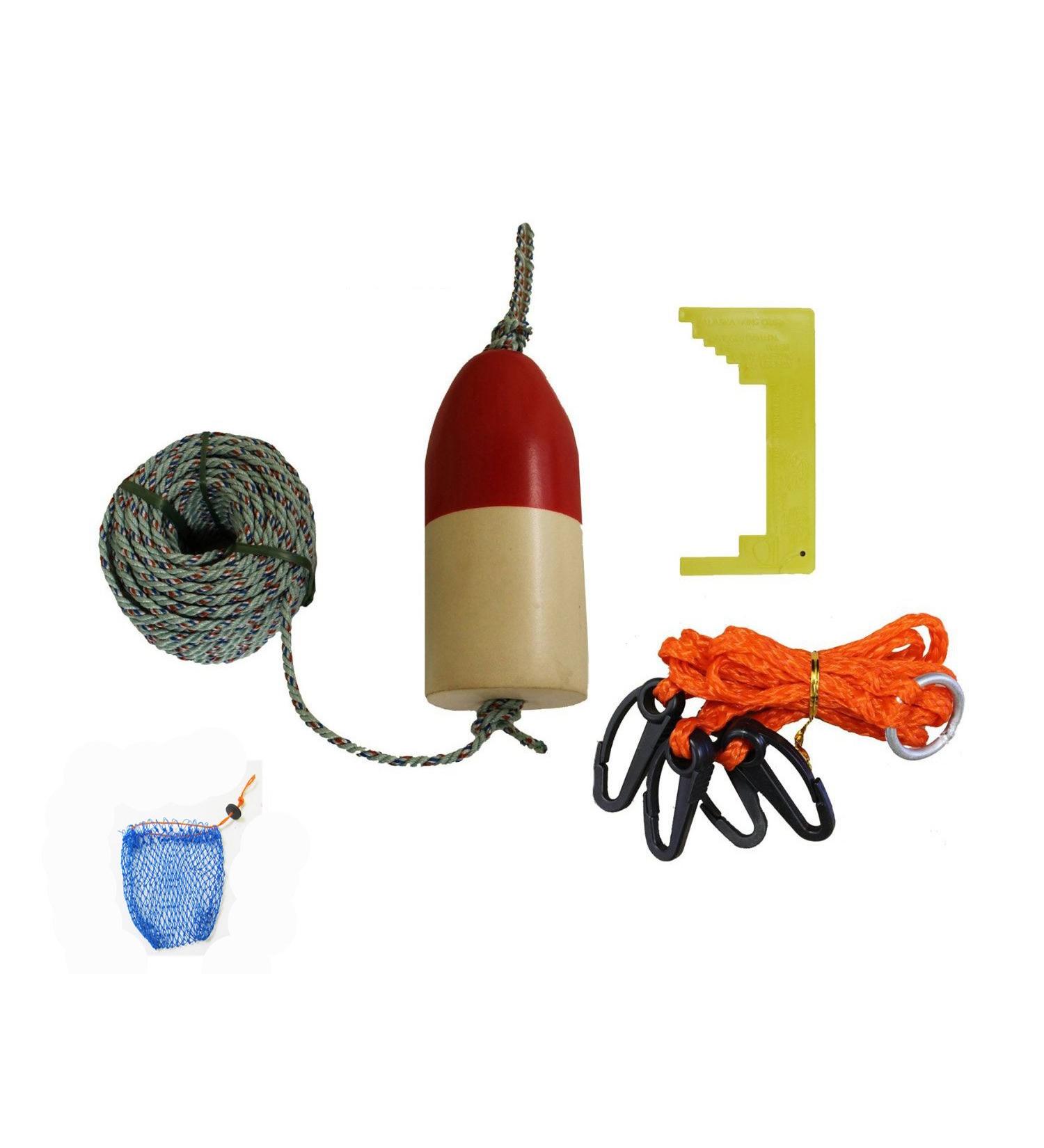 KUFA 1/4 Diameter x 100' Leaded Rope Combo - Float, Harness, Clipper, Bait Bag - Red/White - Buy Online on GoSupps.com