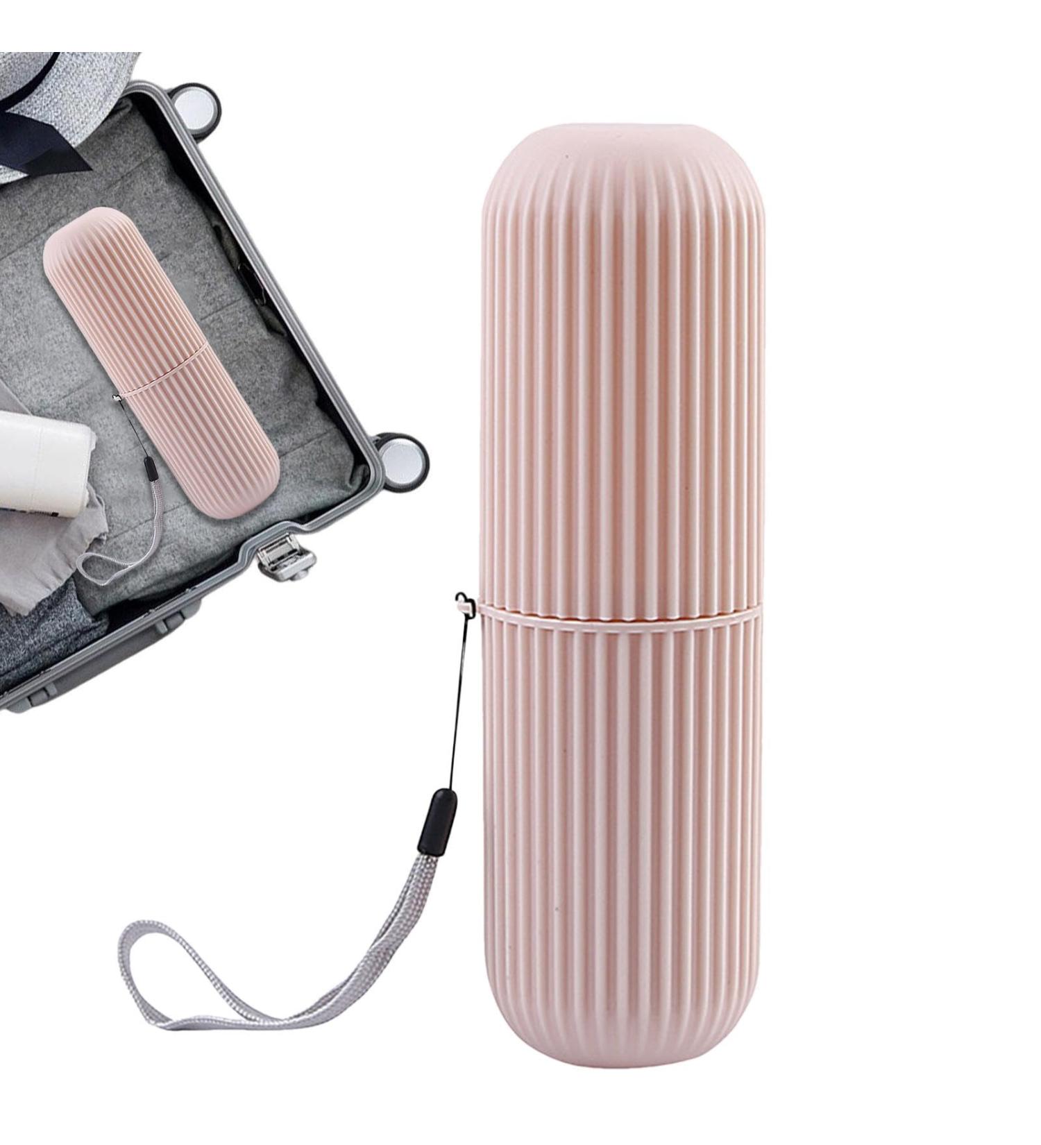 Portable Toothbrush Holder Travel Case - Ideal for Business School & Camping | Pink Toothbrush Case for Travel - Buy Online on GoSupps.com