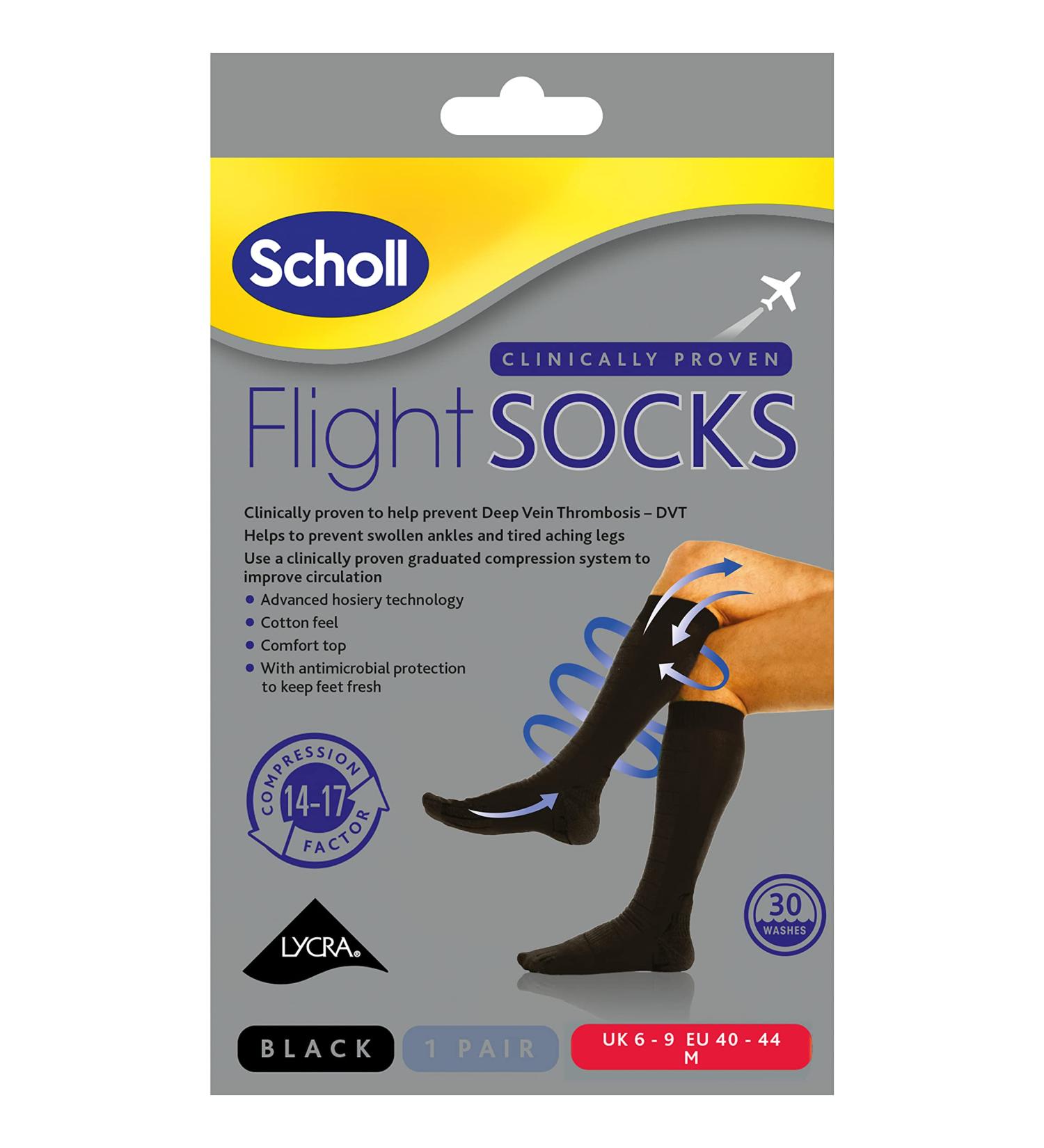 Buy Scholl Unisex Cotton Feel Flight Socks - Comfortable Travel Socks for Men & Women (Size 6.5-9) - Black - Fast International Shipping - Buy Online on GoSupps.com