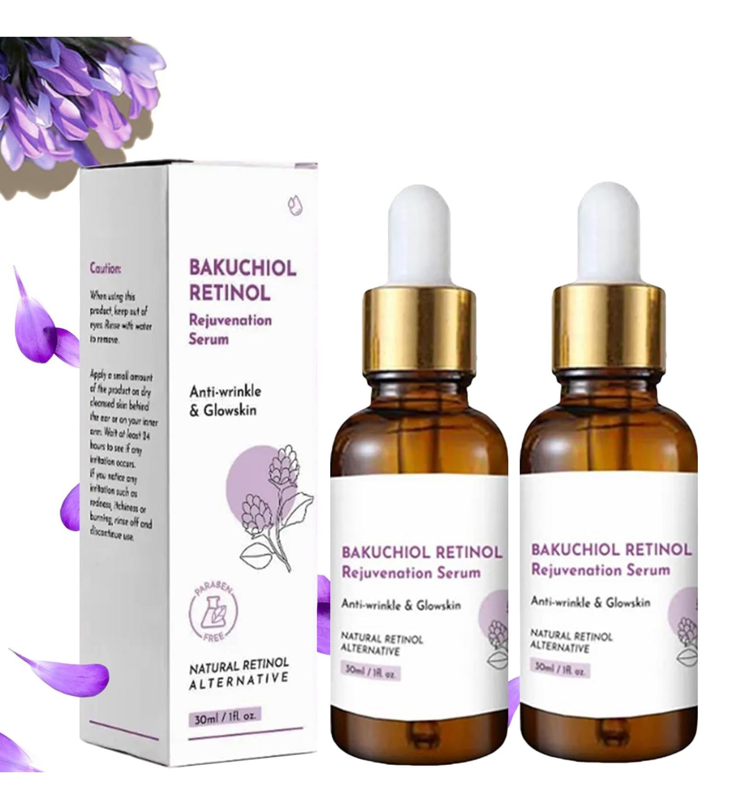 Bakuchiol Retinol Serum - Bakuchiol Retinol Rejuvenation Serum Bakuchiol Serum for Face Retinol Serum for Face Korean Anti-Aging and Anti-Wrinkle (2PC) - Buy Online on GoSupps.com