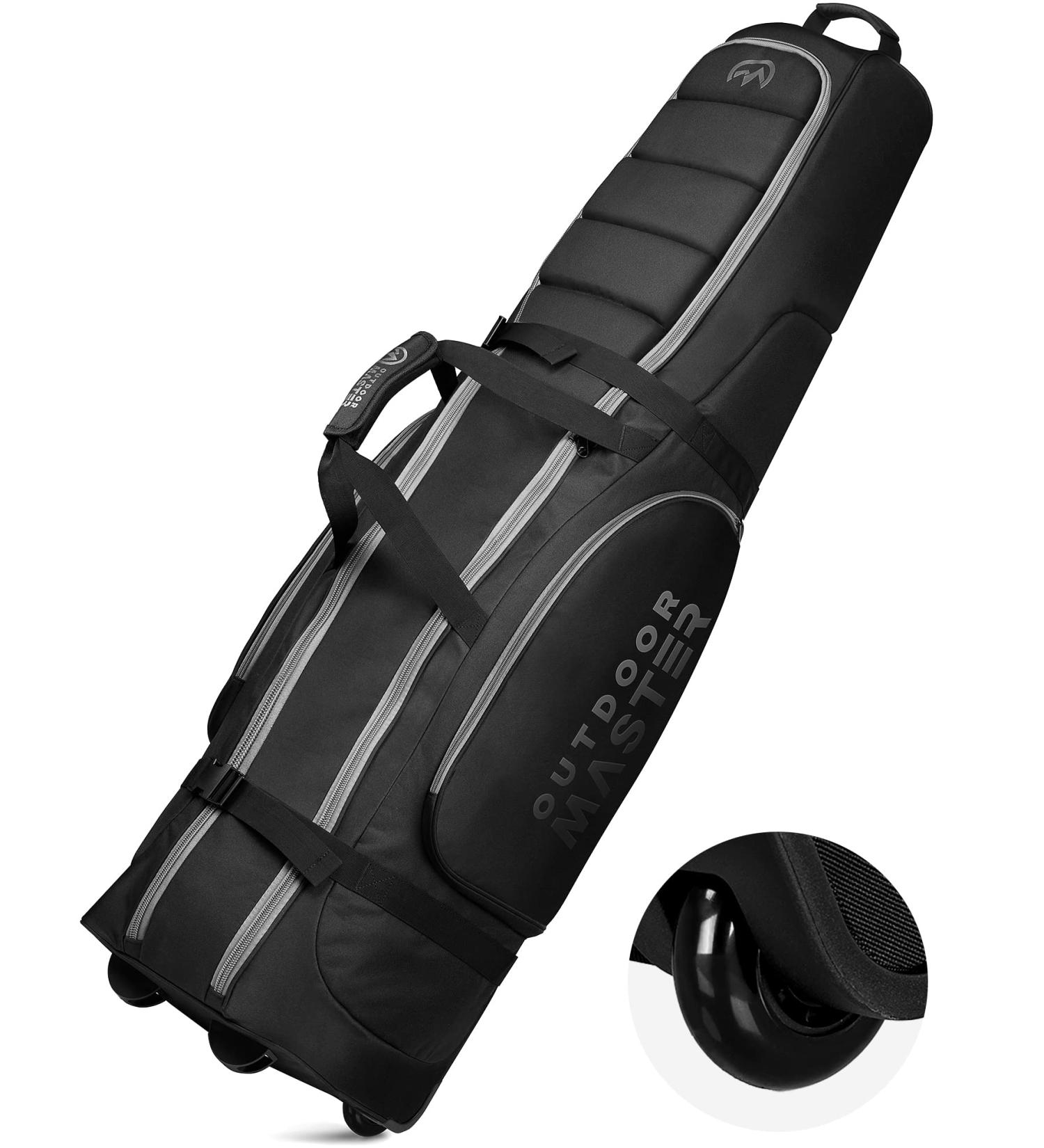OutdoorMaster Padded Golf Travel Bag - Heavy Duty 900D Oxford, Waterproof Case with Reinforced Wheels - Soft-Sided Golf Club Bag with Shoes Compartment - Black - Buy Online on GoSupps.com