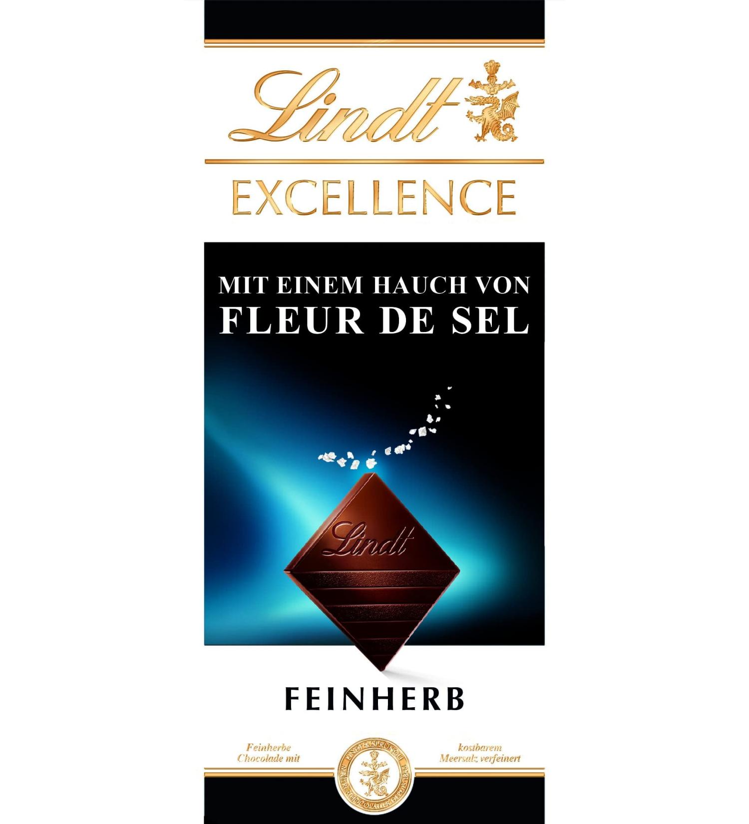 Lindt Excellence Dark Chocolate with Sea Salt - Intense Cocoa Flavor 100g | Premium International Shipping - Buy Online on GoSupps.com