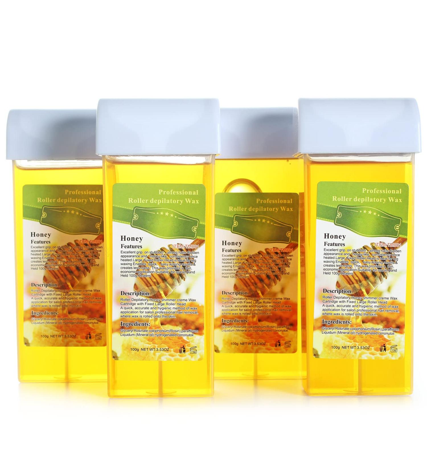 Honey Roll On Wax Cartridge Refills - 4 Pack for Body, Legs, and Arms | Depilatory Wax Roller Kit for Hair Removal - Buy Online on GoSupps.com