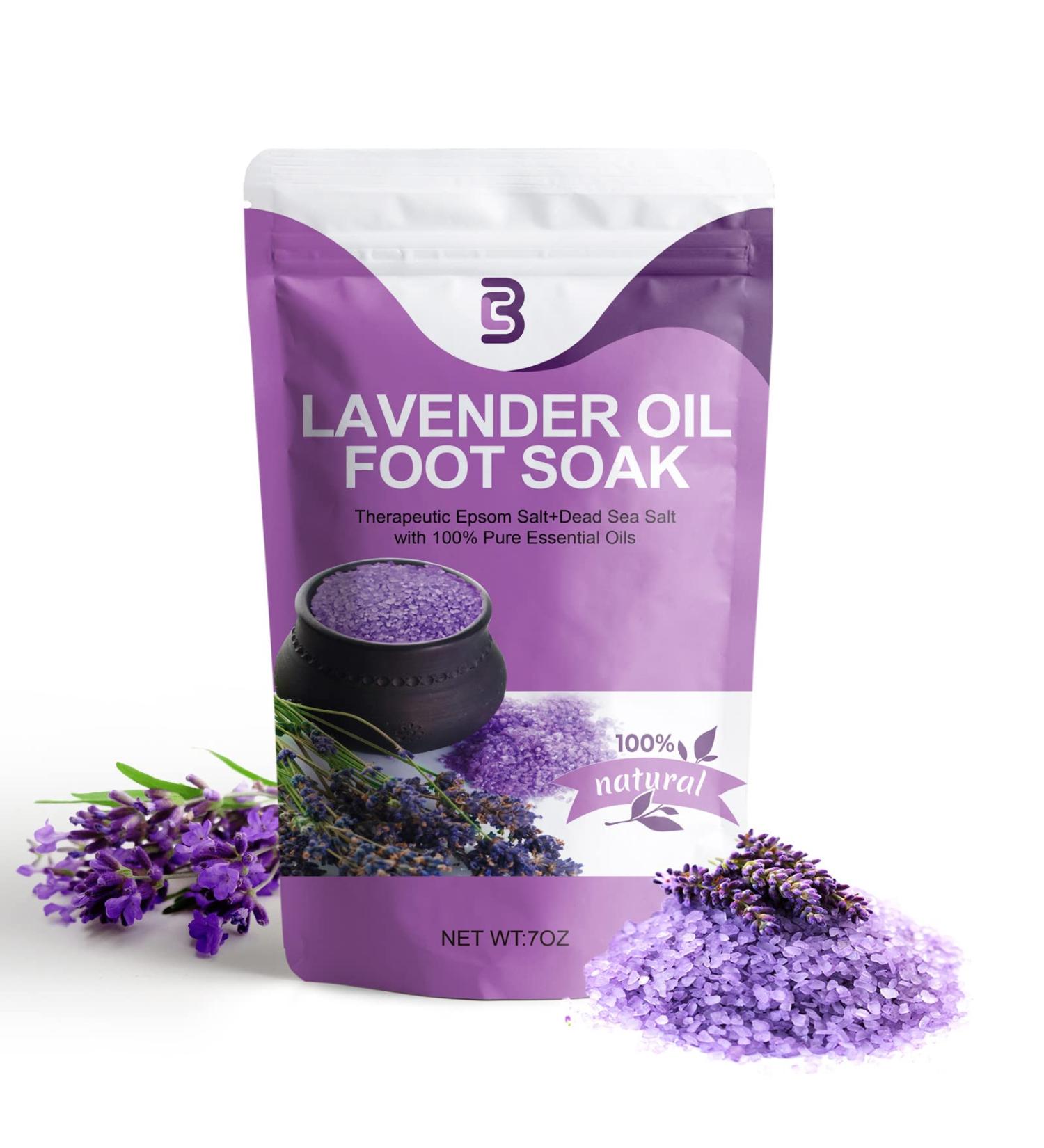 Epsom Salt Lavender 7oz | Soothing Pain Relief, Detox, Softens Calluses | Immunity Boost | Relaxing Bath Salts for Women | Relieve Tired, Achy, Itchy Feet - Buy Online on GoSupps.com