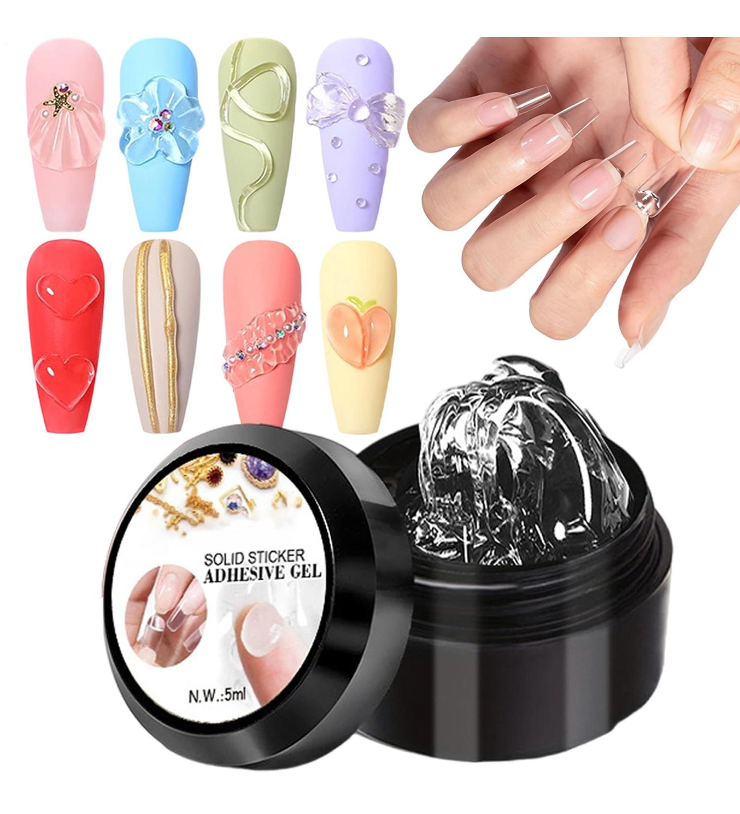 Nail Sculpting Gel | Waterless Glue for 3D Extensions | Hard Gel for French Tips | For Home Manicure and Pedicure for Women and Girls French Tips with Rhinestones Flowers Foil Charms and Stamping - Buy Online on GoSupps.com