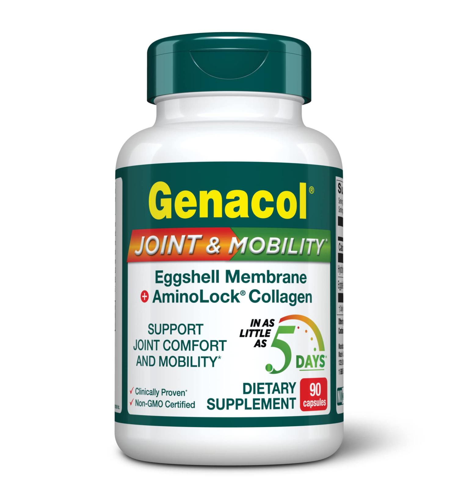 Genacol Eggshell Membrane + Collagen Joint Supplement (90 Capsules) - Natural Source of Glucosamine, Chondroitin, Hyaluronic Acid - 90 Count - Buy Online on GoSupps.com