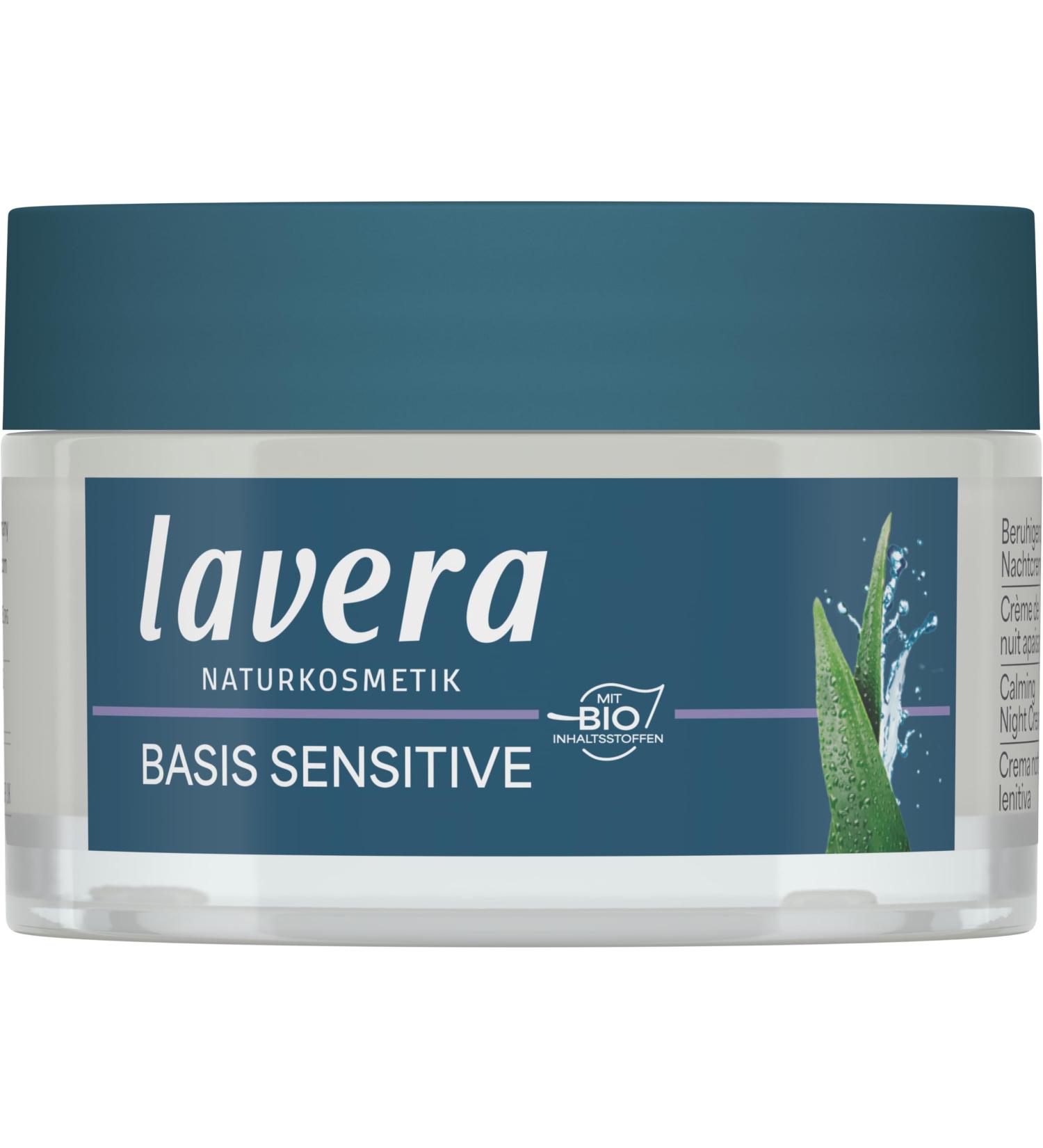  lavera lavera basis sensitiv Soothing Night Cream - natural cosmetics - vegan - organic aloe vera & organic almond oil - moisturizing - face cream - night care - fragrance-free - 1 x 50 ml - Buy Online on GoSupps.com