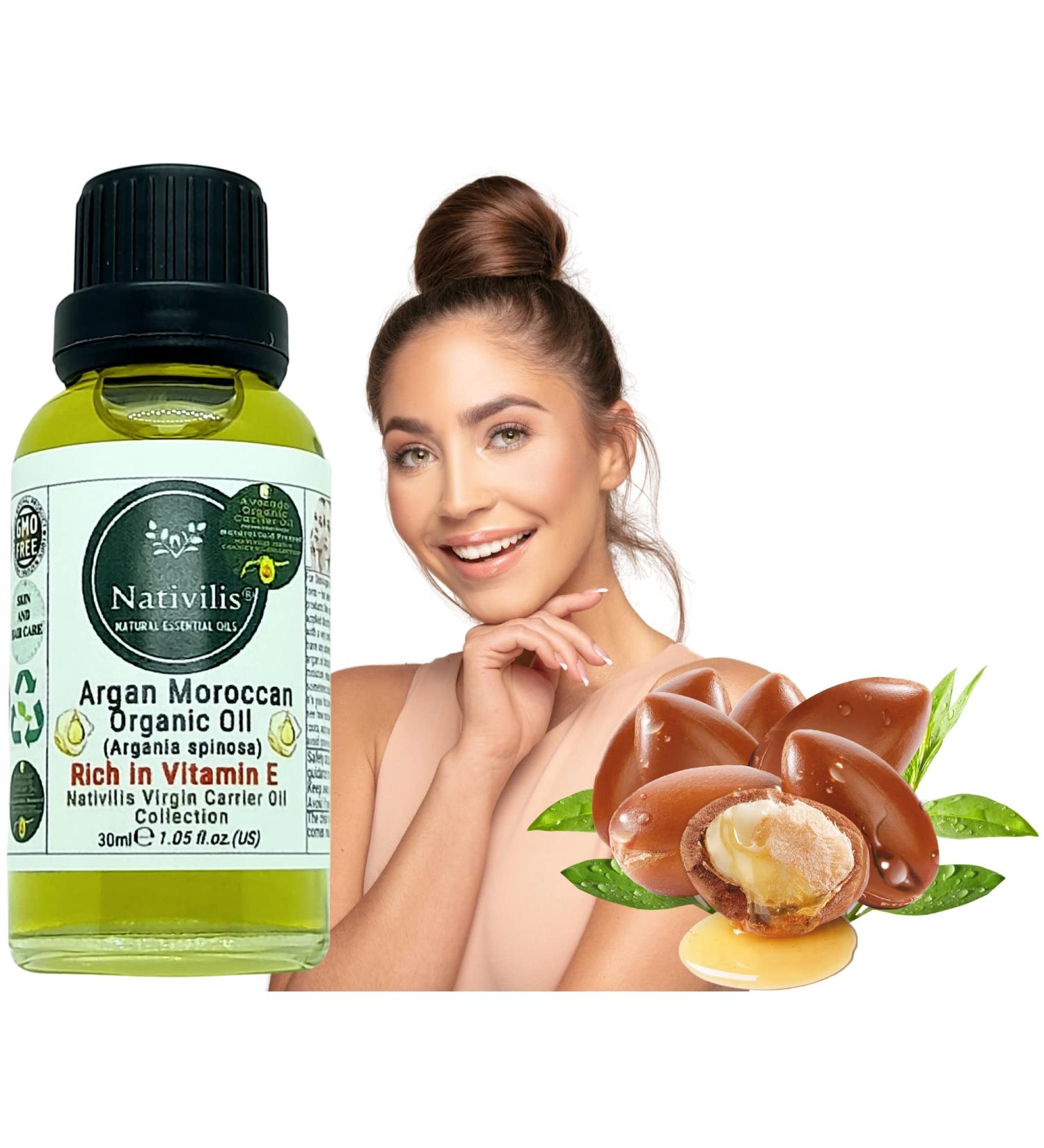 Nativilis Organic Argan Oil Moroccan (Argania spinosa) Hair Face & Skin - Natural Cold Pressed Carrier Oil - Pure & Natural Anti-Ageing Antioxidant Vegan No GMO - Rich in Vitamin E Copaiba - Buy Online on GoSupps.com