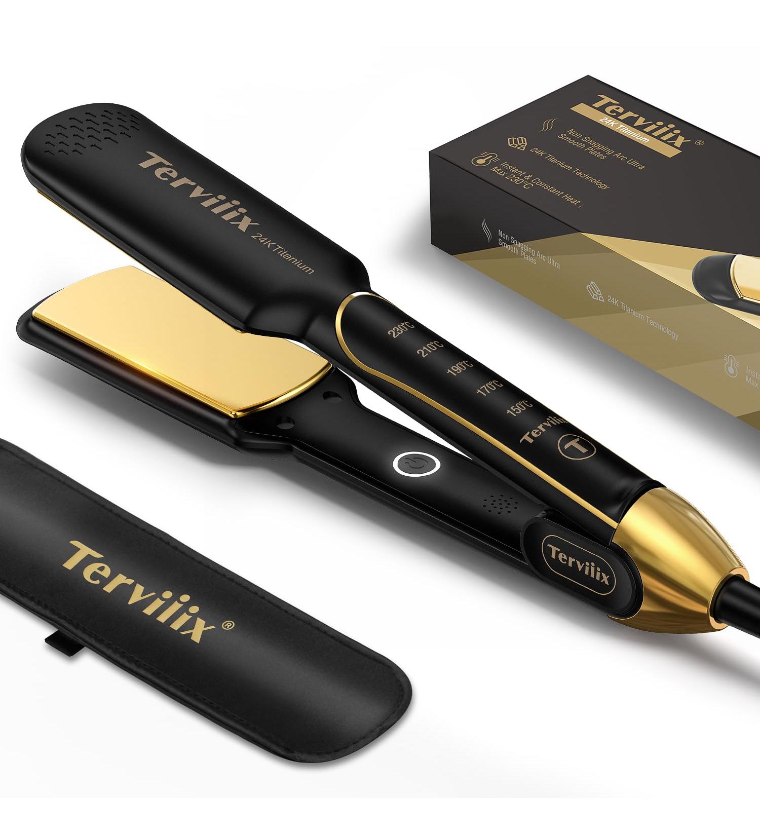 TerviiiX Titanium Smooth Iron - 45mm Wide Plates for Thick Hair PTC Quick Heating Dual Voltage Smoothing Iron for Curls & Straightening - Buy Online on GoSupps.com