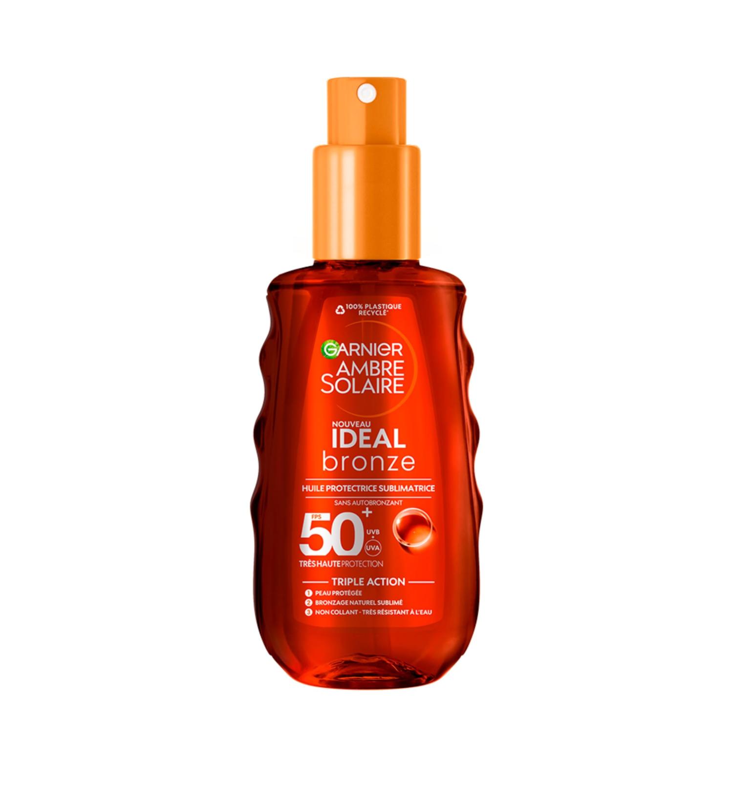 Garnier Ambre Solaire Ideal Bronze Huile Protectrice Sublimatrice de Bronzage Tr s Haute Protection FPS 50+ - Enrichie la Vitamine E Non Gras Non Collant Tous Types de Peau - 150 ml Huile FPS 50+ - Buy Online on GoSupps.com