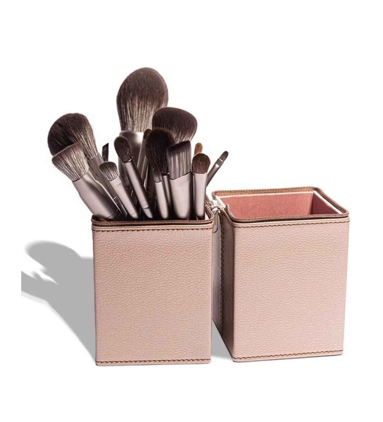 Makeup Brush 15 Pieces Soft Makeup Tools Solid Wood Handle for Professionals and Beginners Zipper Cosmetic Bag Beauty - Buy Online on GoSupps.com