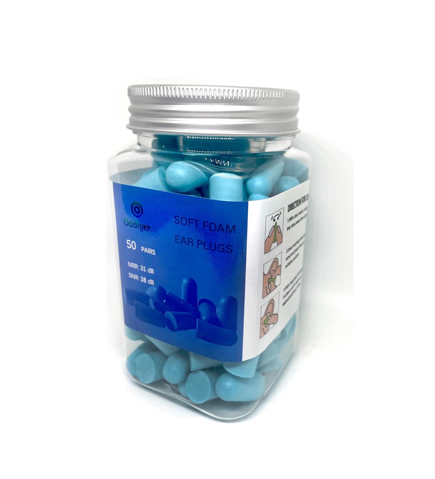 Soft Foam Earplugs - 50 Pairs Noise Cancelling for Sleep Travel & Concerts 38dB SNR (Blue - Buy Online on GoSupps.com