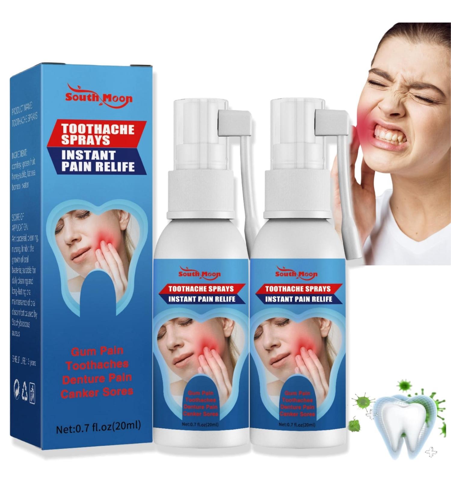 2PCS Toothache Relieving Spray Oral Care Spray Toothache Pain Relief for Adult for Teeth Health Instant Tooth Pain Relief Spray for Toothache Pain Spray for Toothache Relief Sore Gums Treatment - Buy Online on GoSupps.com