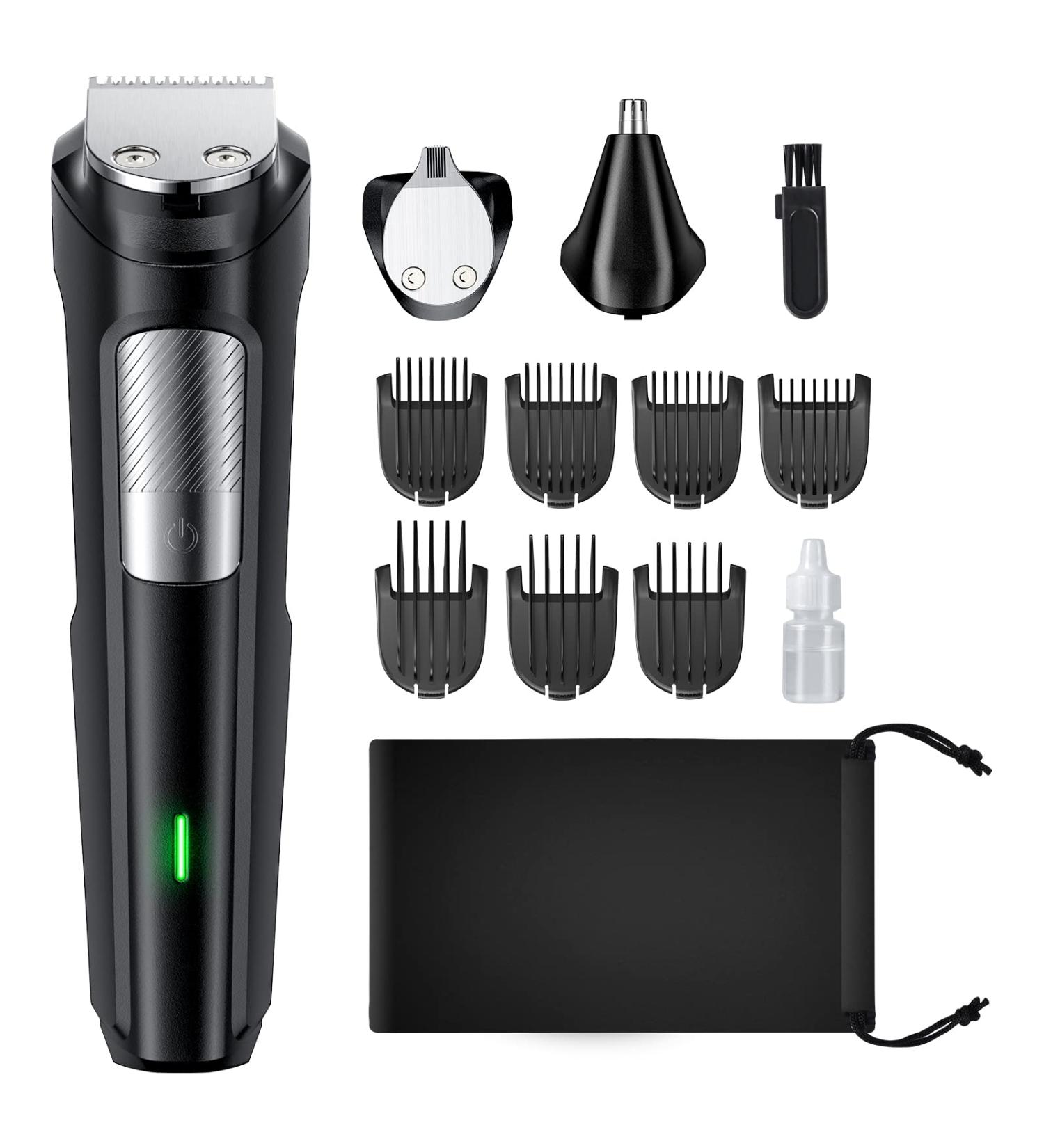 All-in-One Beard Trimmer Hair Clipper for Men | Grooming Kit with Rechargeable Cordless Hair Trimmer, Nose Trimmer, Electric Shaver | Stainless Steel Blades for Painless Hair Removal - Buy Online on GoSupps.com