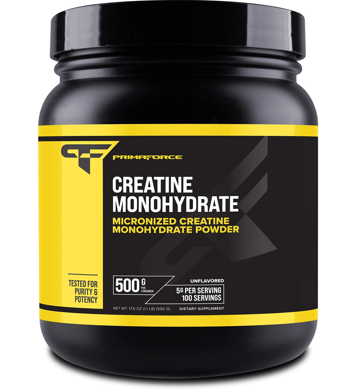 Primaforce Micronized Creatine Monohydrate Powder 500g - Pure Muscle Building Supplement - Buy Online on GoSupps.com