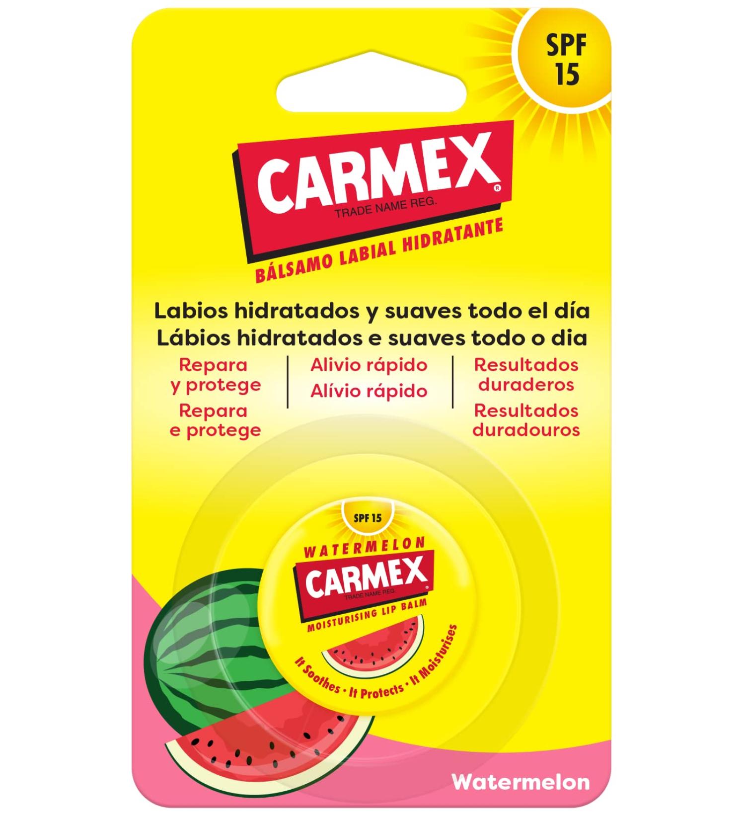 Carmex Lip Balm SPF15 Watermelon Jar 7.5g Moisturizes Protects Repairs Soothes and Smoothes Lips - Buy Online on GoSupps.com