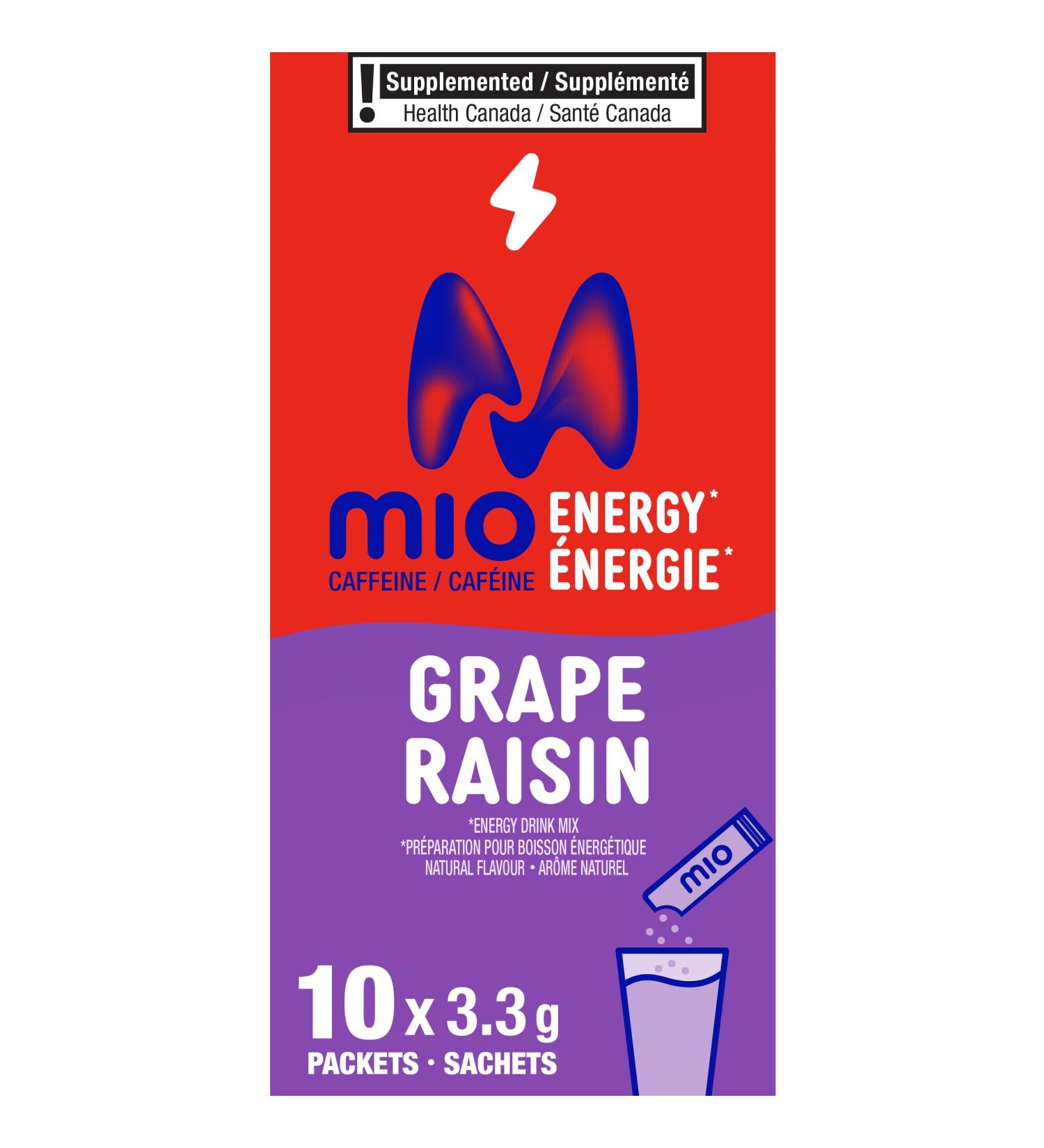 mio Energy Grape Energy Drink Mix 3.3 g Packets 10 ct Box - Buy Online on GoSupps.com