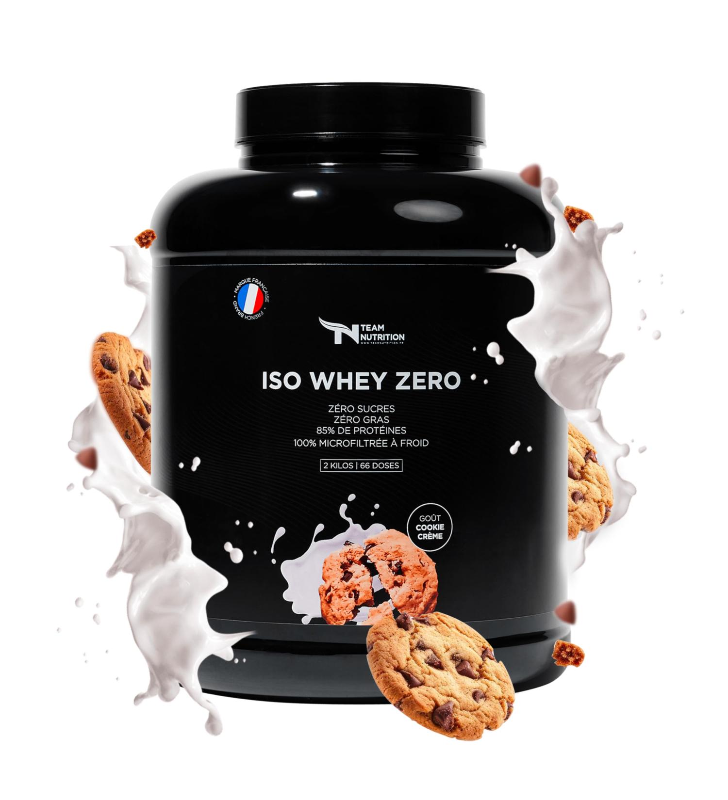 ISO WHEY ZERO | 85% Protein | Micro-Cold Filtered | Rich in Amino Acids | Sugar Free | Bodybuilding & Dry | Team Nutrition - French Brand (Cookie & Cream 2000g) - Buy Online on GoSupps.com