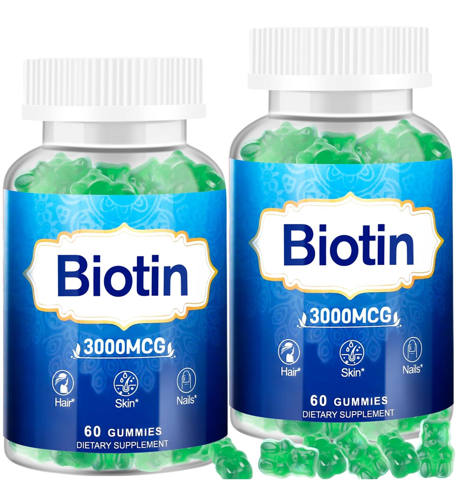 Hair Skin and Nails Gummies 2 Pack High Potency Hair Vitamin for Women Men & Kids Vitamin D & E B16 B12 Biotin Gummies for Hair Growth Skin and Stronger Nails Lime Flavor 120 Count 60 Count (Pack of 2) - Buy Online on GoSupps.com