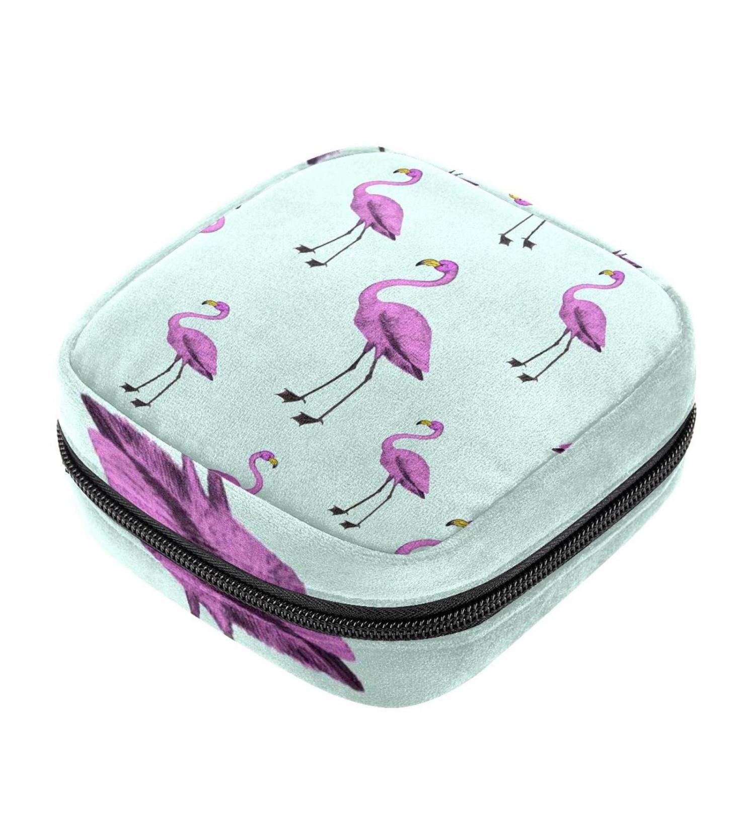 Flamingo Period Pouch - Portable Tampon Storage Bag | Feminine Product Organizer for Teens - Multicoloured - Buy Online on GoSupps.com