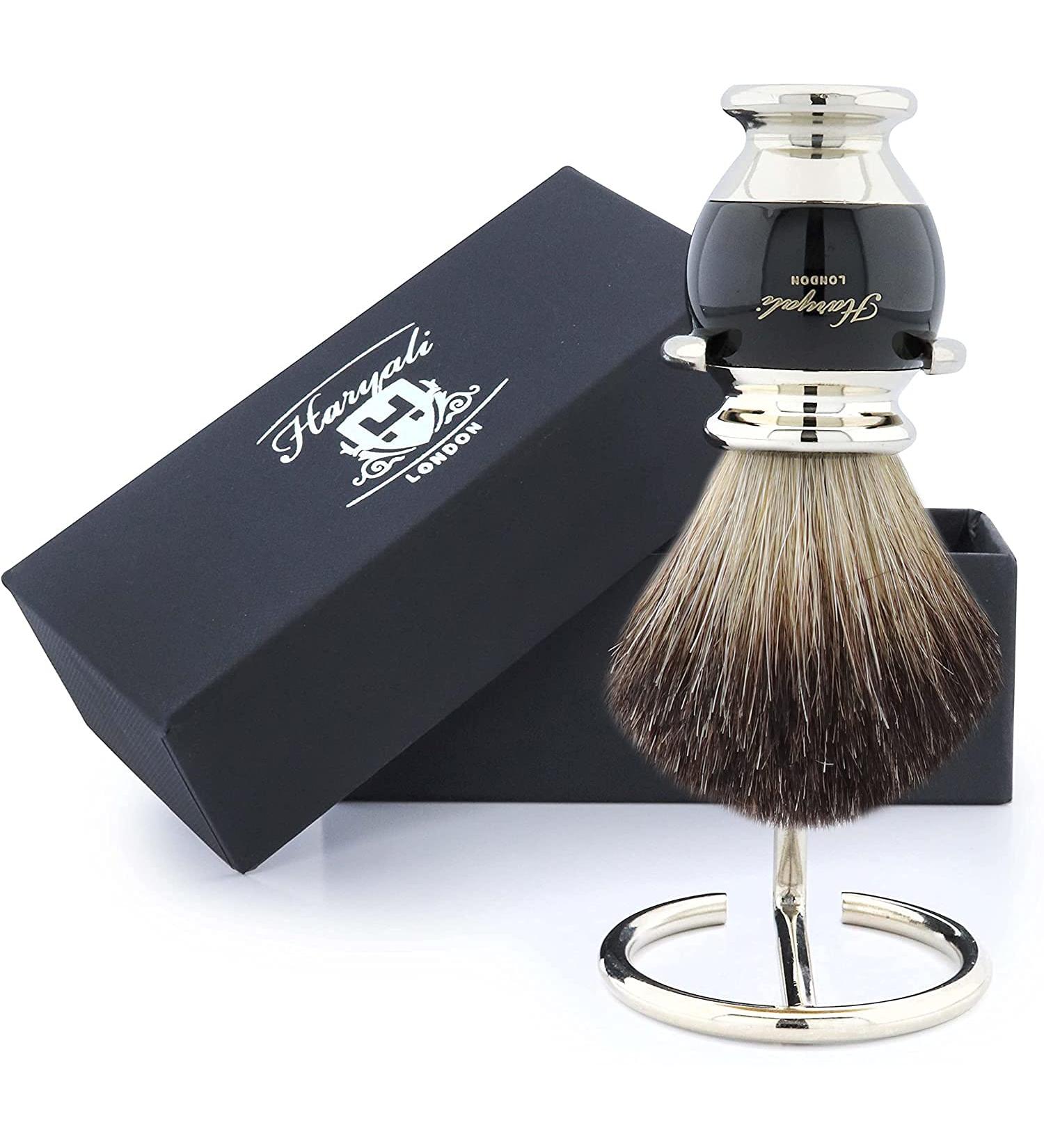 Haryali Sophist Collection Black Badger Hair Shaving Brush | Hand Assembled with German Stainless Steel Stand - International Shipping Available - Buy Online on GoSupps.com
