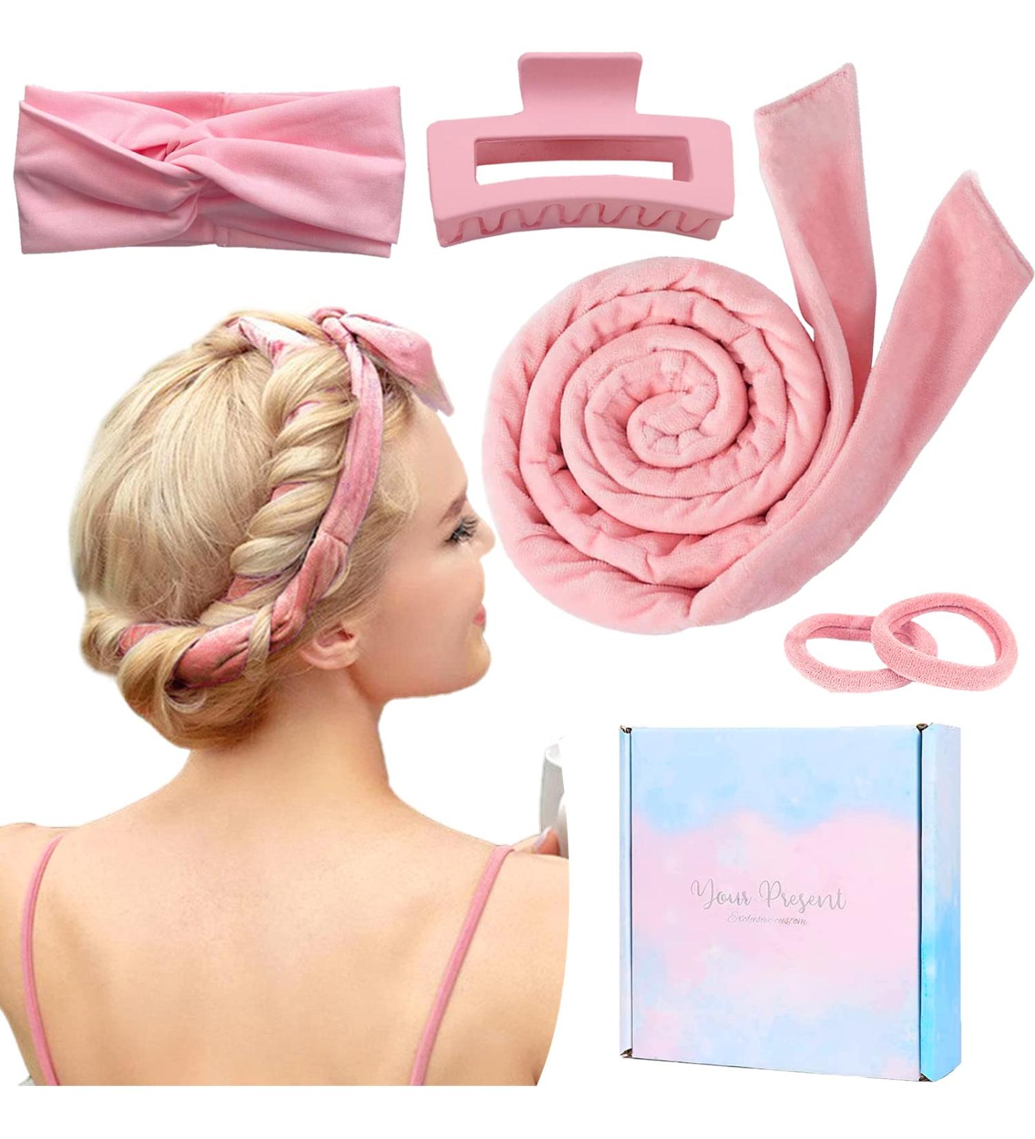 Sleep Styler Heatless Curlers Headband - No Heat Overnight Hair Curling Set - Pink - Buy Online on GoSupps.com