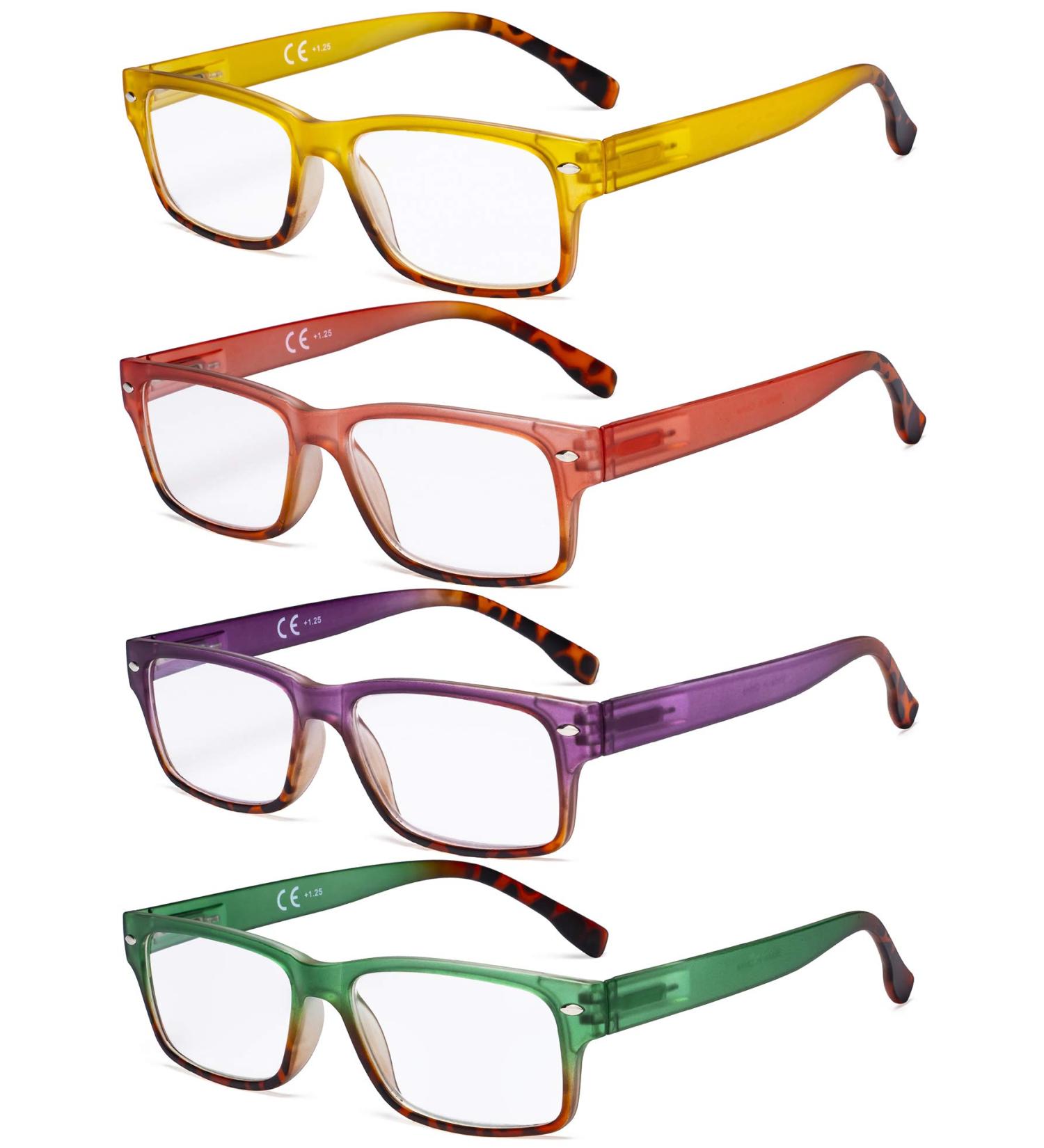 Eyekepper 4 Pack Stylish Rectangle Reading Glasses for Women - +1.75 Magnification - Trendy & Comfortable Readers - Shop Now - Buy Online on GoSupps.com