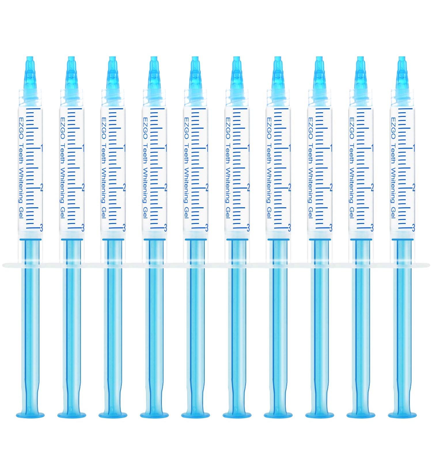 10 Pack EZGO 22% Teeth Whitening Gel Refills - No Sensitivity Formula for Sensitive Teeth - Works with LED Light and Tray - 10X 3ml - Buy Online on GoSupps.com