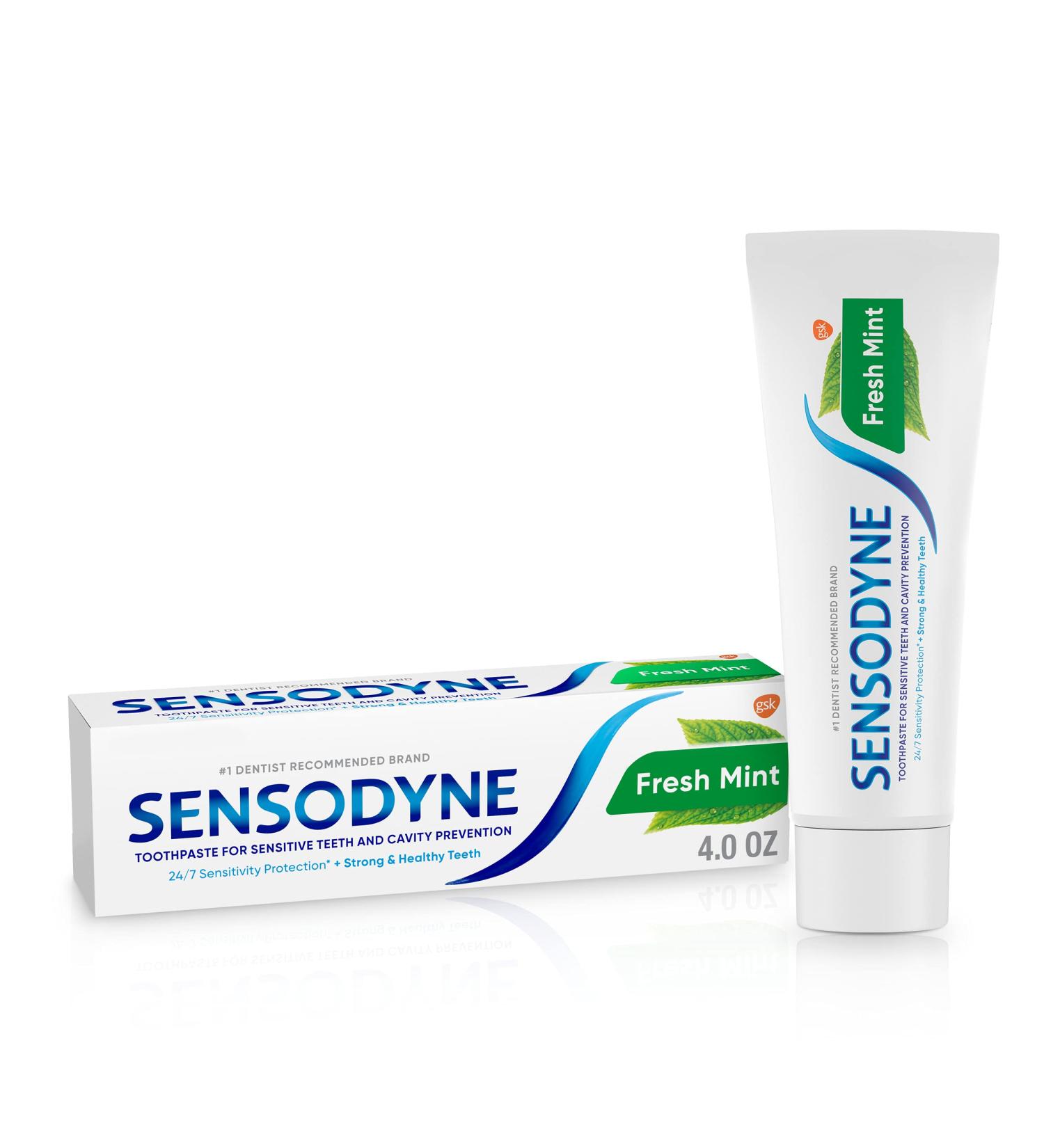 Sensodyne Fresh Mint Toothpaste - 4 Ounces | Cavity Prevention & Sensitivity Relief for Sensitive Teeth - Buy Online on GoSupps.com