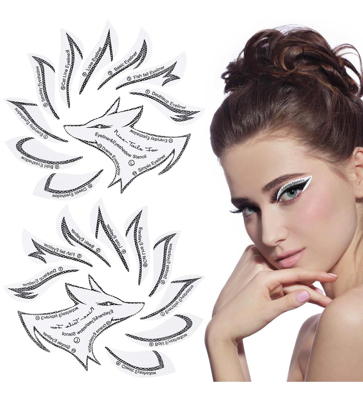 10 Sets Eyeliner and Eyebrow Stencil Kit - 12 Styles, Non-woven Material - Buy Online on GoSupps.com