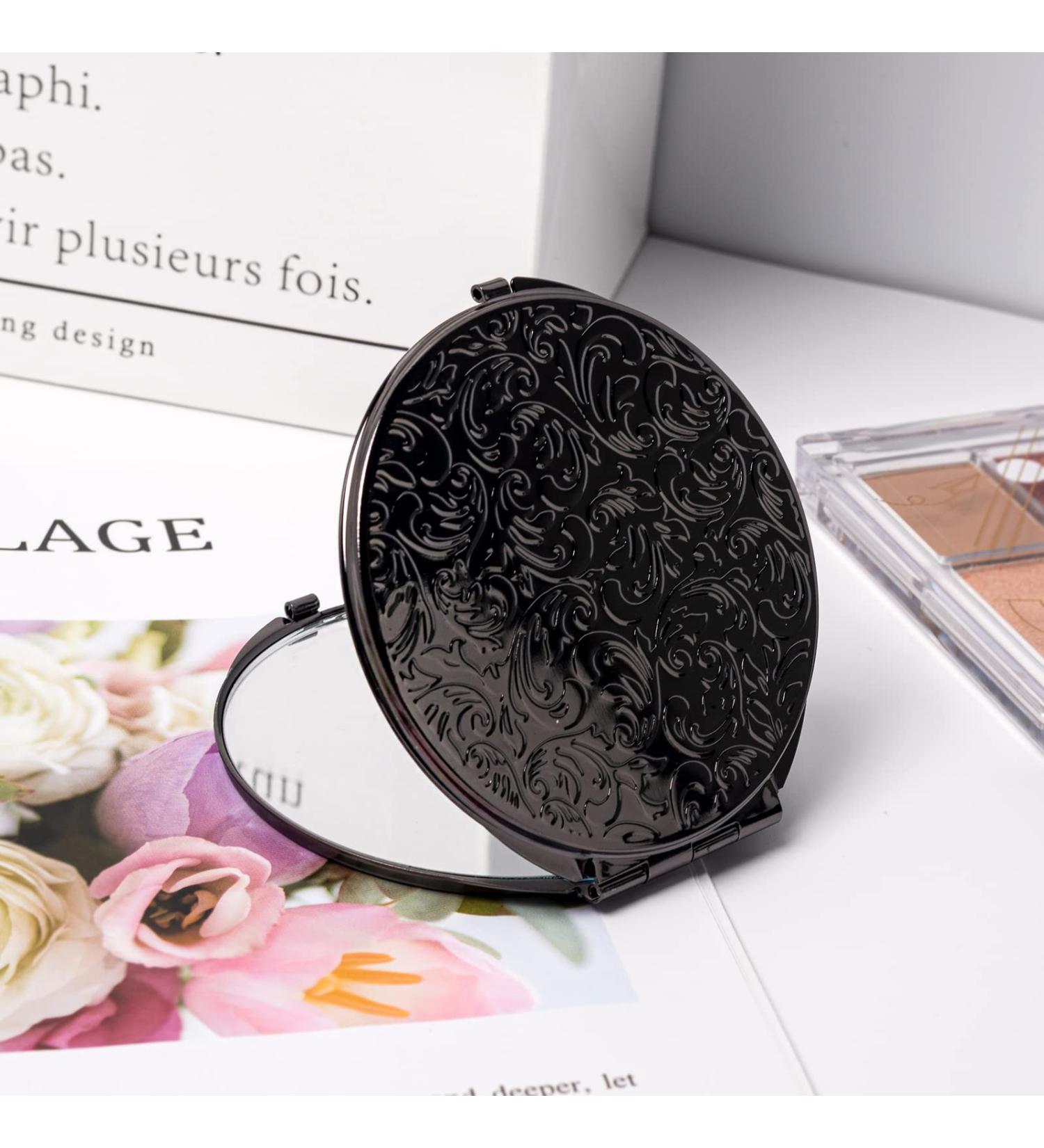 Vintage Metal Double-Sided 1x2 Handheld Travel Mirror That fits in Your Pocket Purse (Gun Black) - Buy Online on GoSupps.com