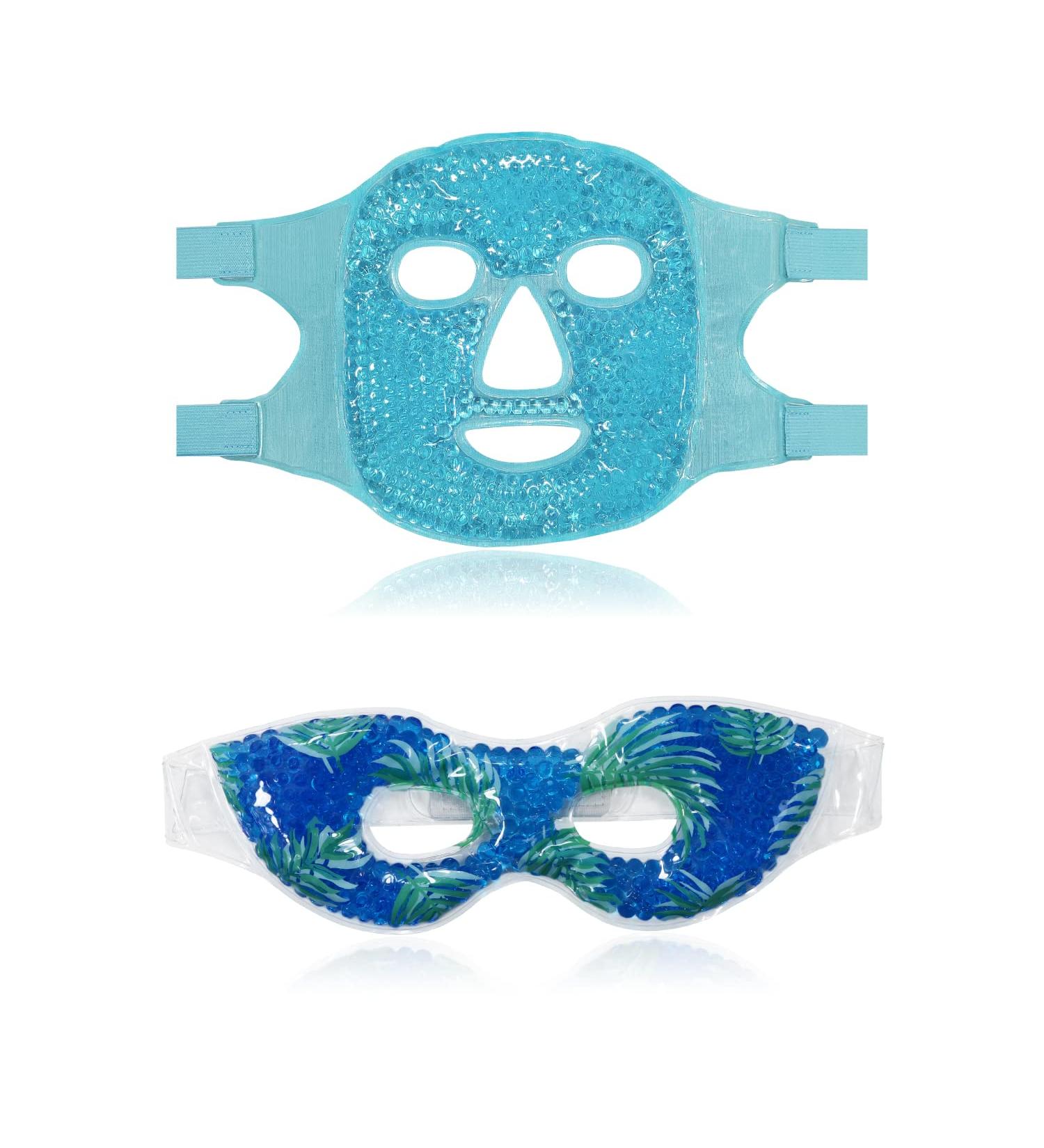 Gel Beads Ice Face Mask Bundle for Headaches, Puffy Eyes, Redness - Includes Eye Hole Mask - Buy Online on GoSupps.com