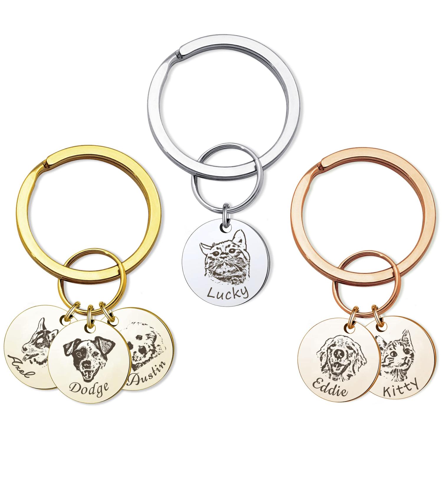 Anavia Personalized Pet Portrait Keychain | Custom Engraved Cat Dog Memorial Keepsake - Buy Online on GoSupps.com