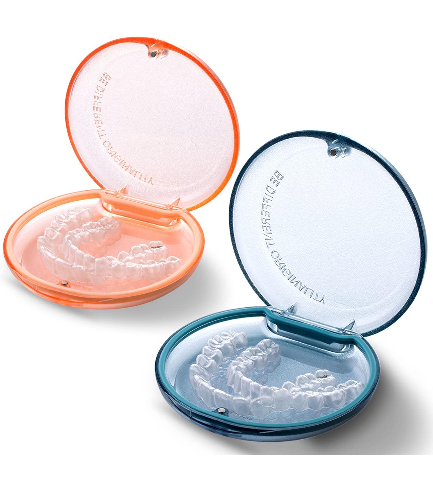 2 Pack Retainer & Orthodontic Mouth Guard Case - Magnetic Closure, Easy to Clean - Blue/Orange - for All Ages - Buy Online on GoSupps.com