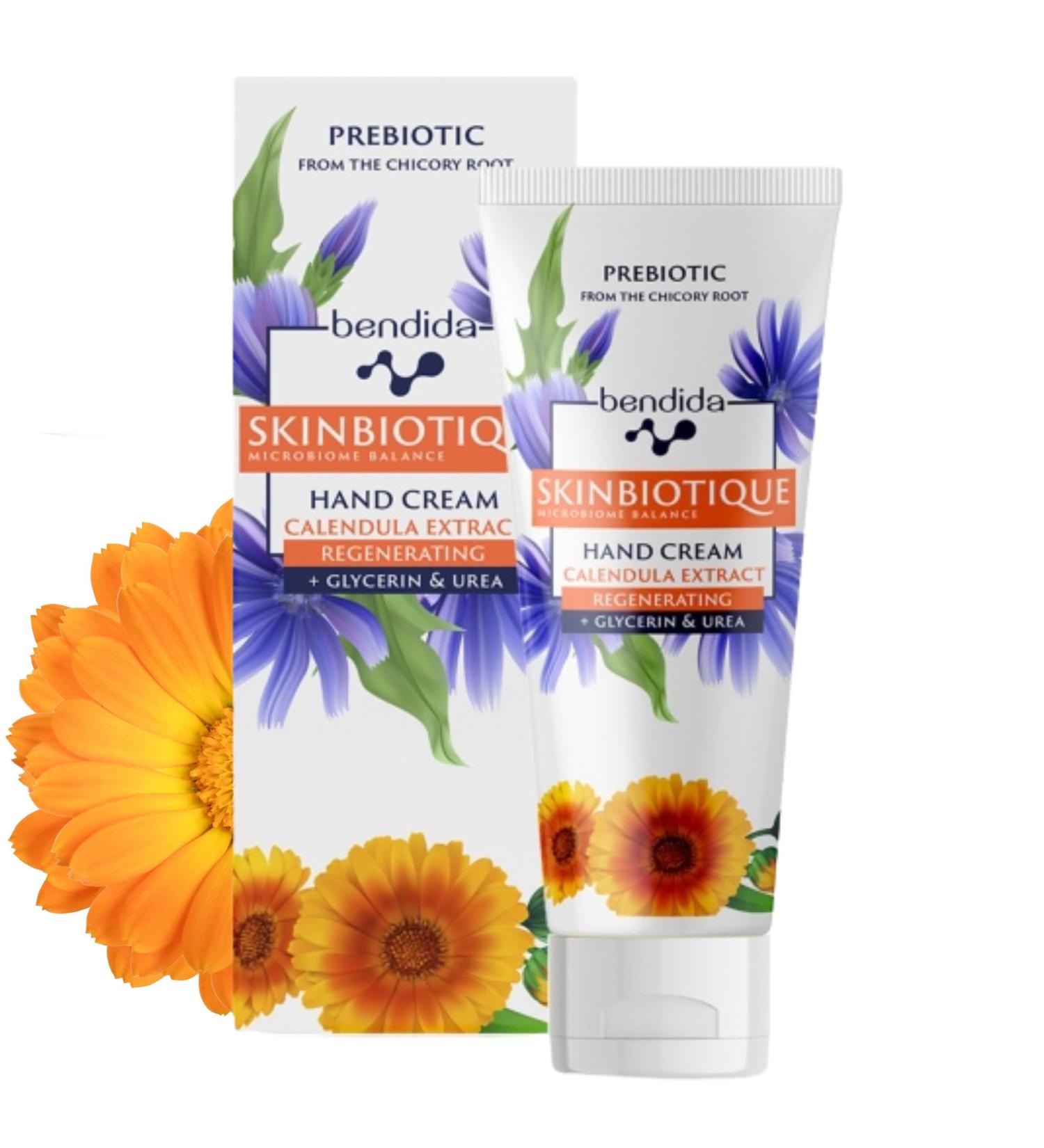 Bendida Skinbiotic Hand Cream with Calendula Extract + Glycerin | Regenerating | Moisturizing Cream for Rough and Damaged Skin | Gentle Care Cream for Dry Hands and Skin - Buy Online on GoSupps.com