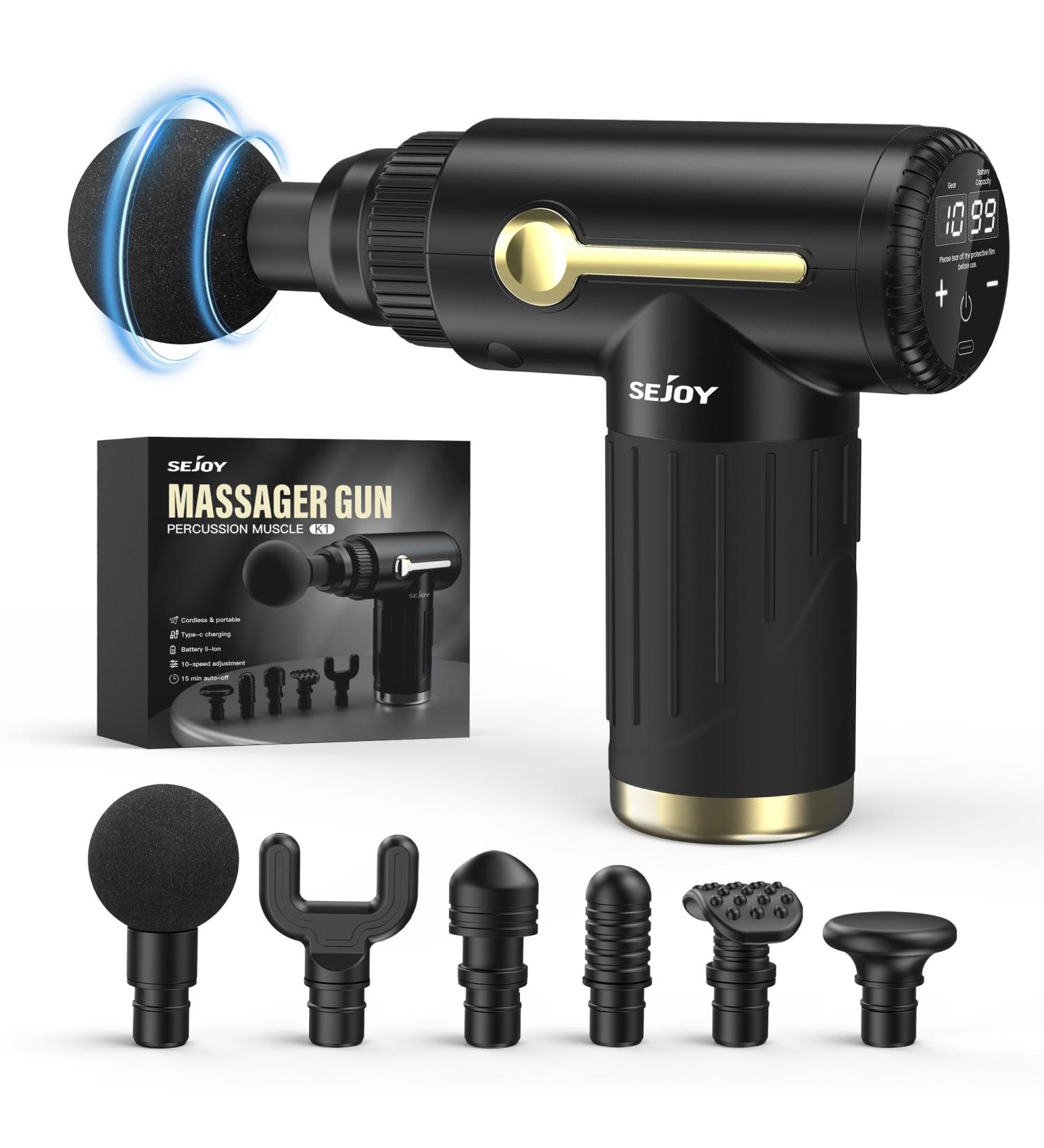 Deep Tissue Massager Gun - Portable Electric Percussion Muscle Relief for Athletes | Handheld Back Pain Massage Device (Black) - Buy Online on GoSupps.com
